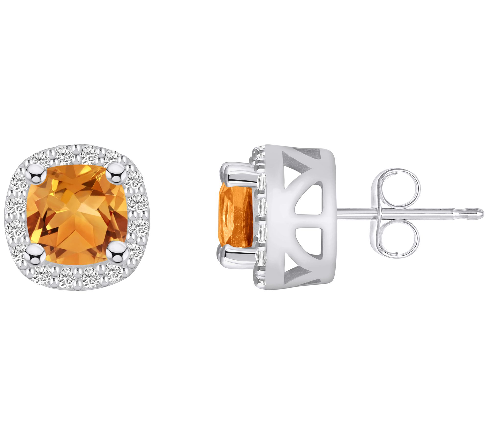 Affinity Gems Gemstone & Diamond Halo Earrings,14K White Gold