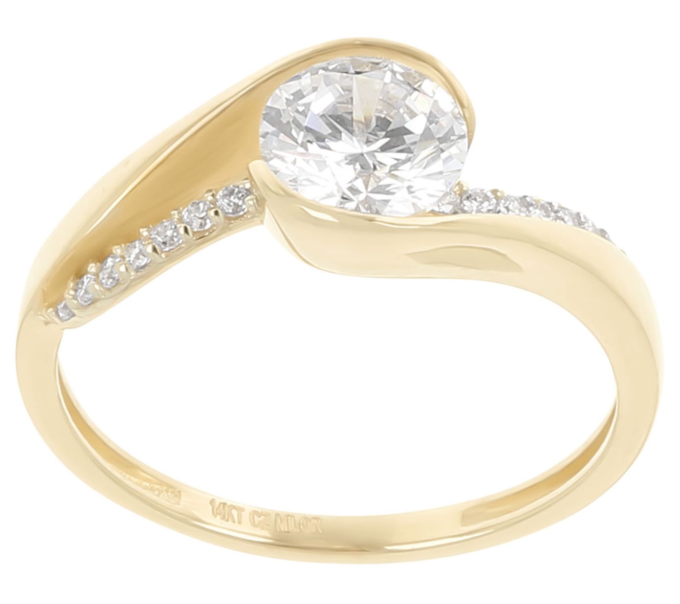 Diamonique 0.90 cttw Bypass Ring, 14K Gold