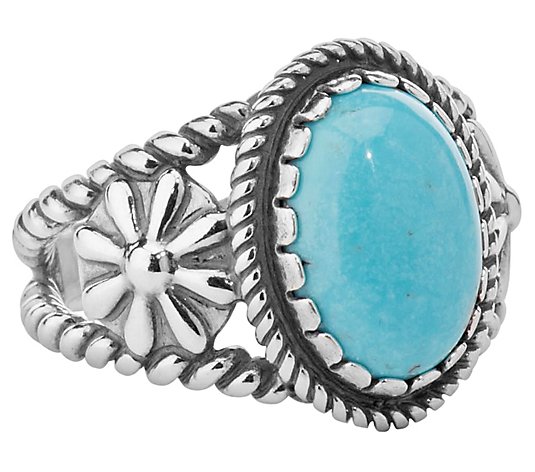 American West Sterling Silver Turquoise C onchaRing