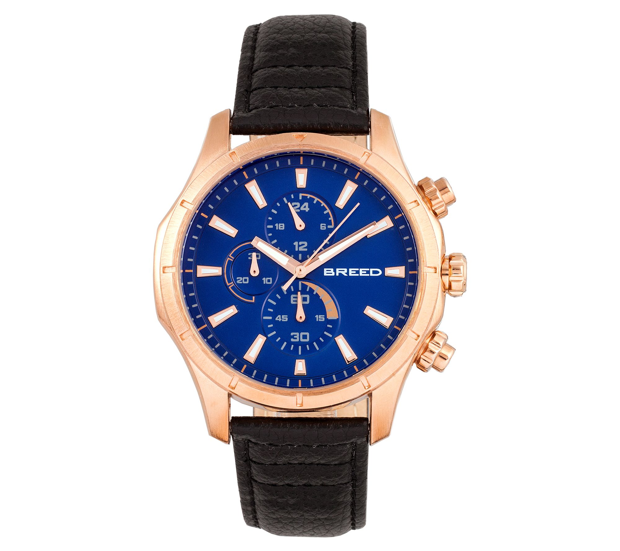 Breed Men's Lacroix Chronograph Black Leather Strap Watch
