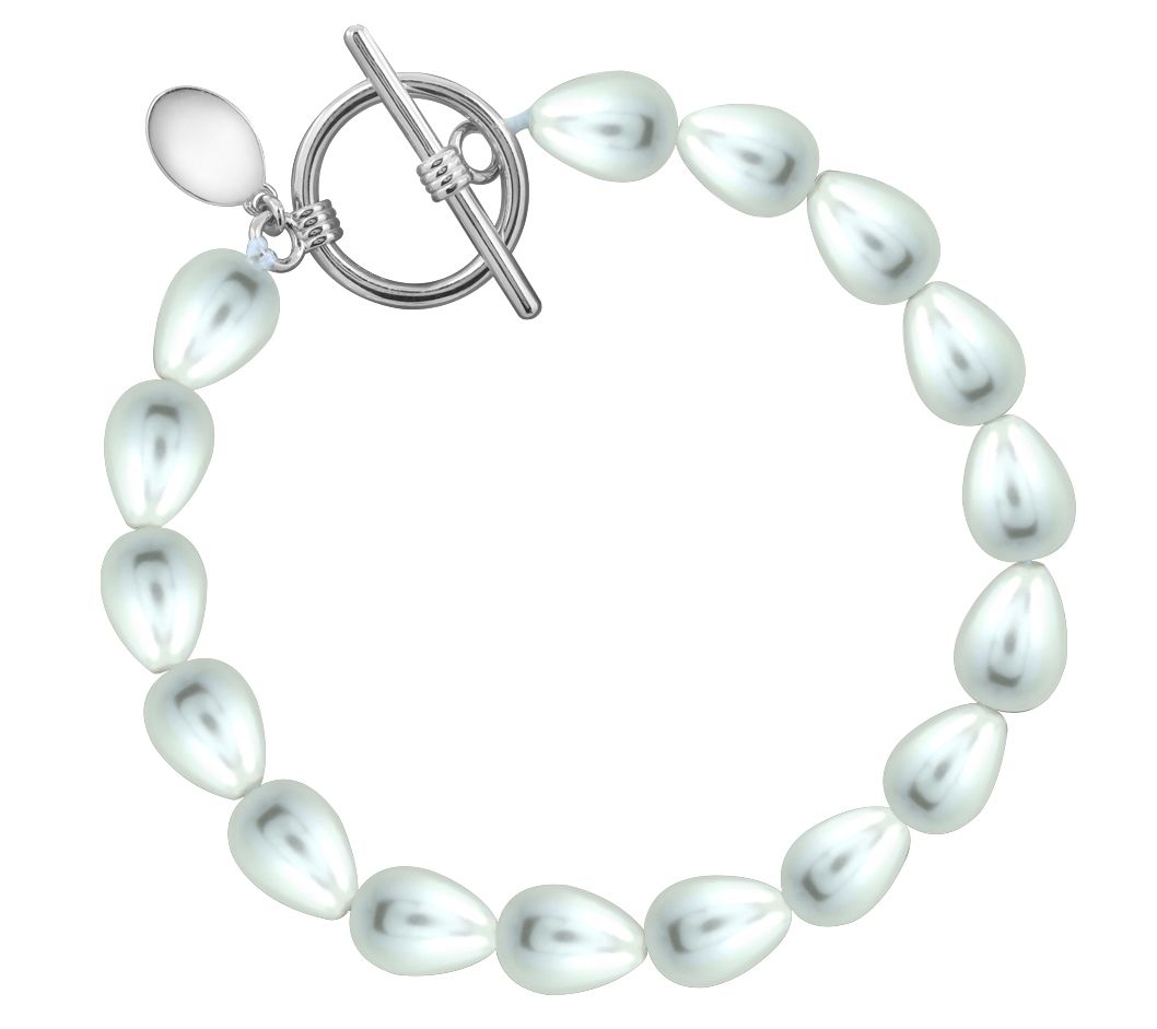 Gemour Sterling Silver Simulated Pearl Toggle Bracelet - QVC.com