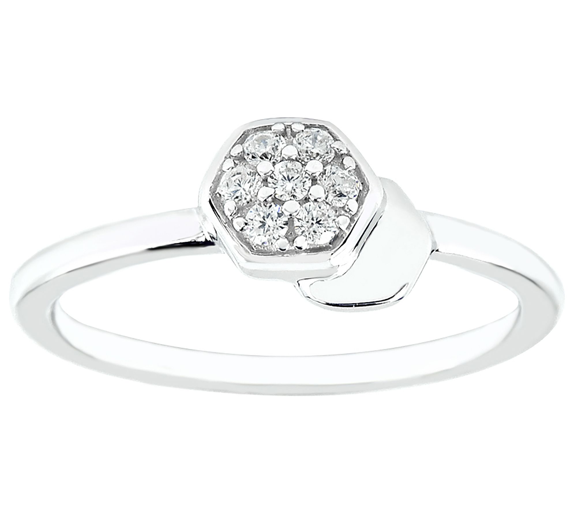 Diamonique Honeycomb Ring, Sterling Silver