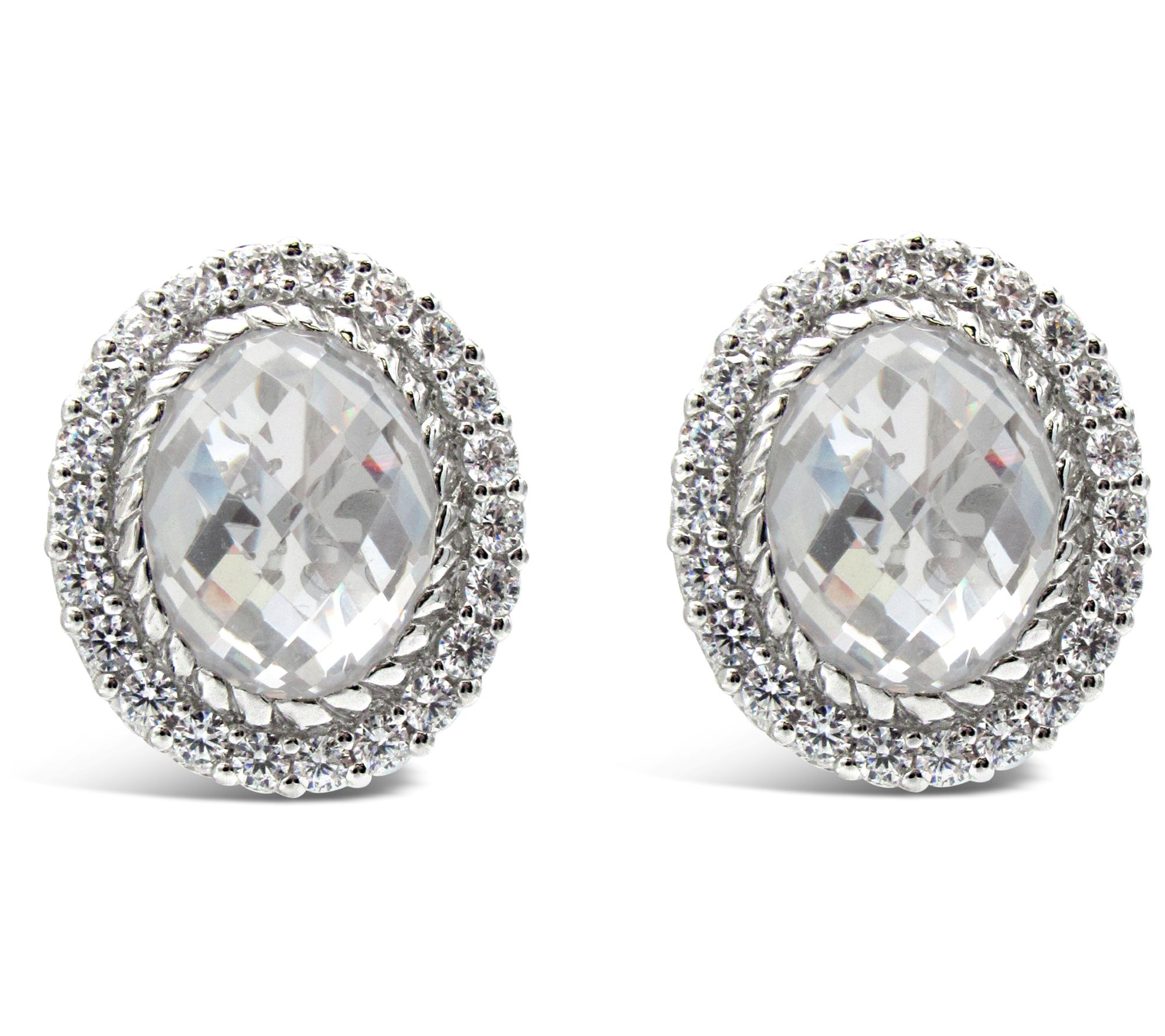JUDITH Classic 9.80 cttw Diamonique Stud Earrings, Sterling