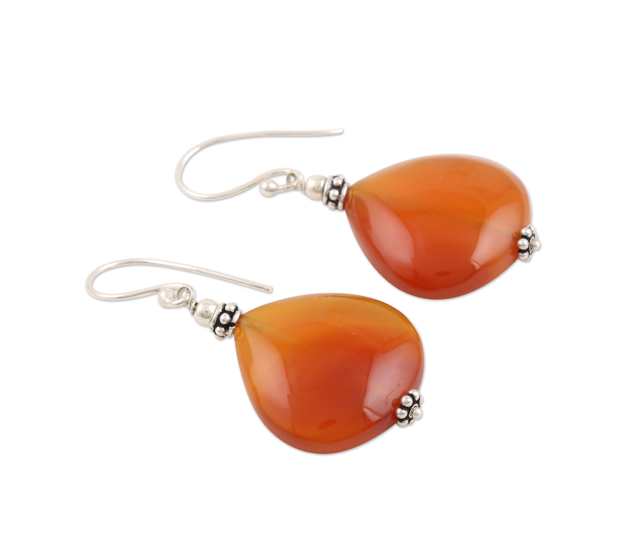 Novica Sterling Silver Carnelian Earrings