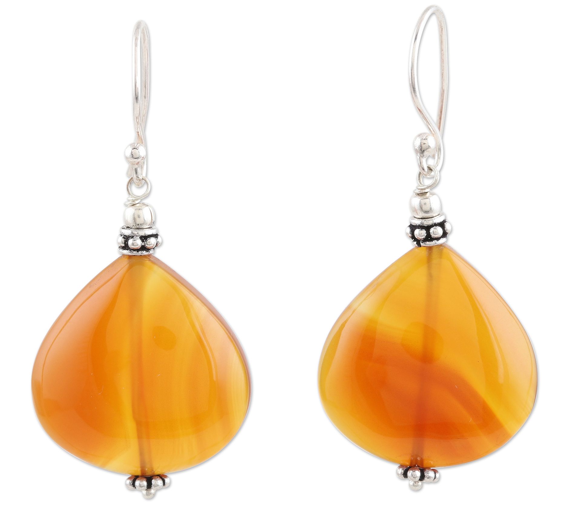Novica Sterling Silver Carnelian Earrings