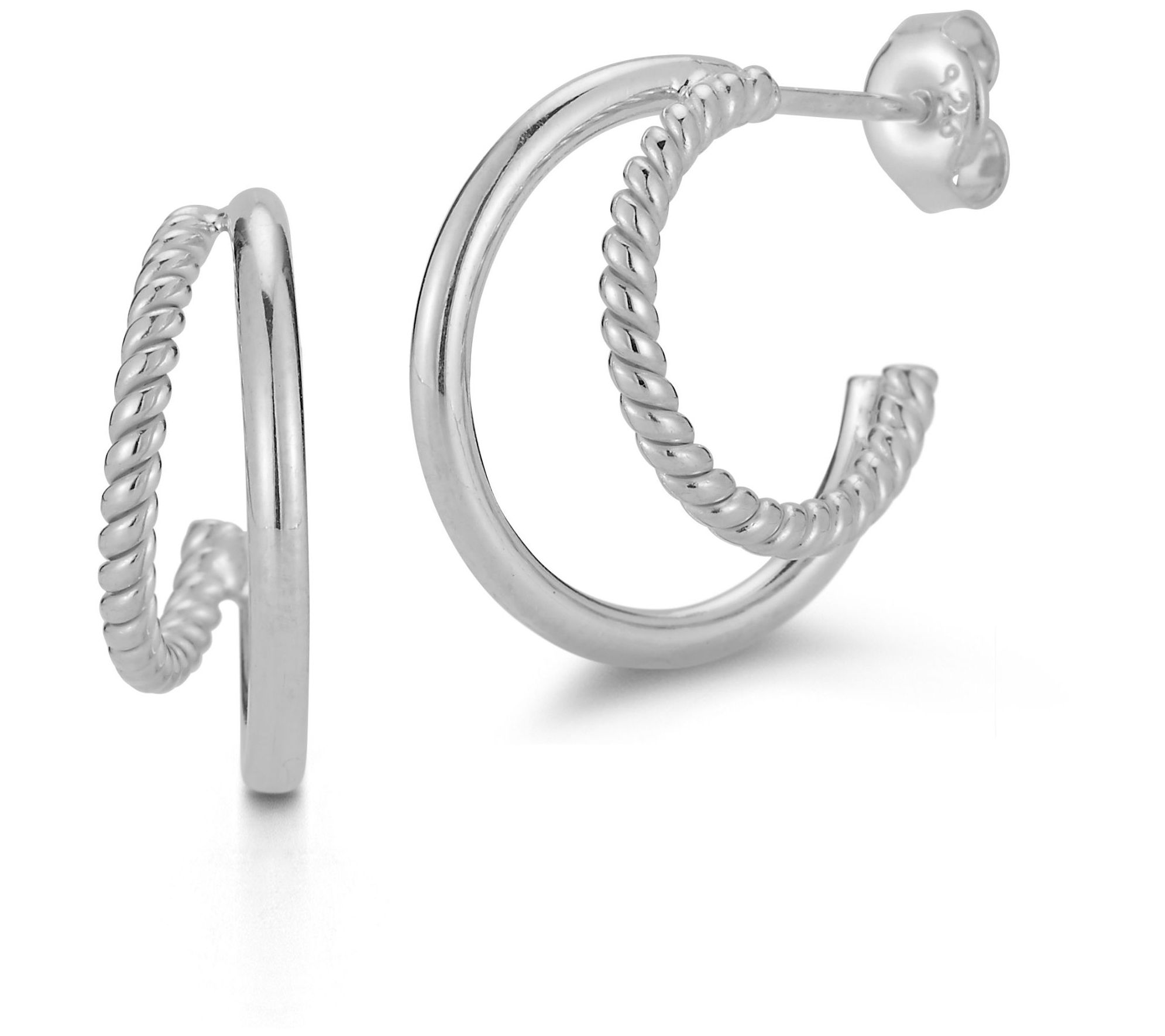 Sterlina Silver Double Hoop Earrings Sterling 7886