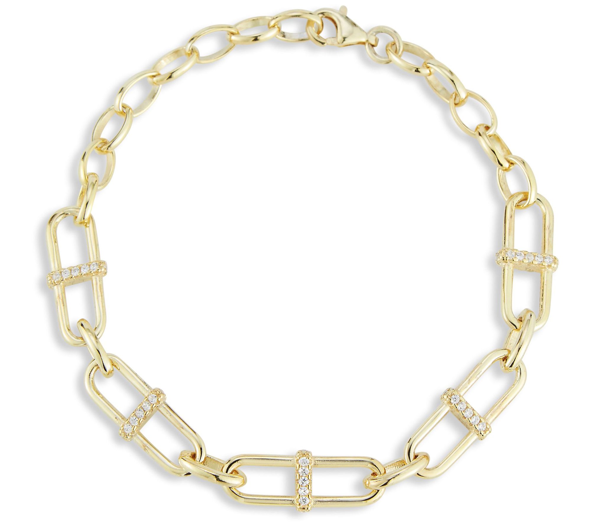 Sterlina Silver Pave Link Bracelet, Sterling