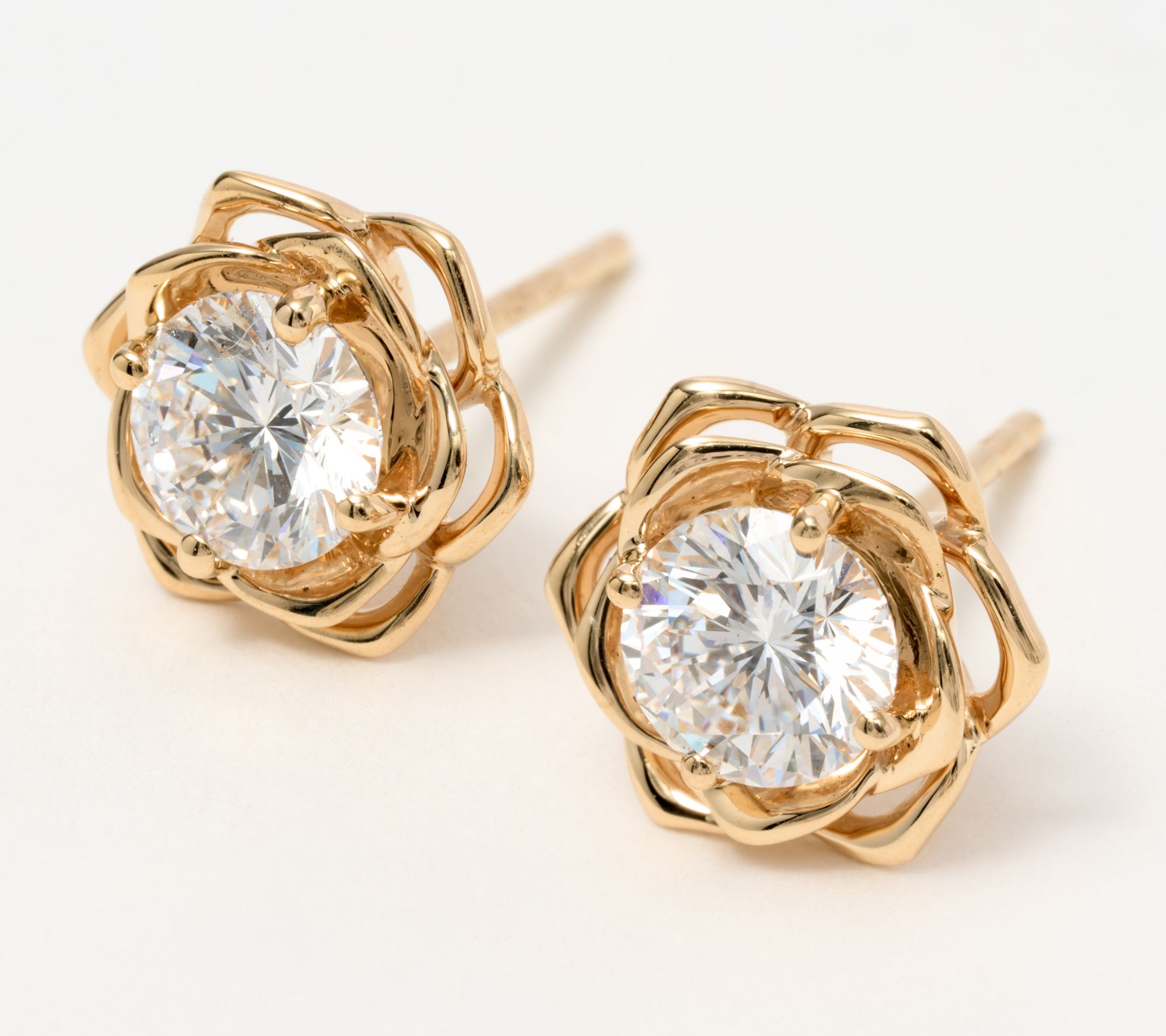 Brilliant Rose by Fire Light Lab Grown 1.00cttw Studs, 14K Gold