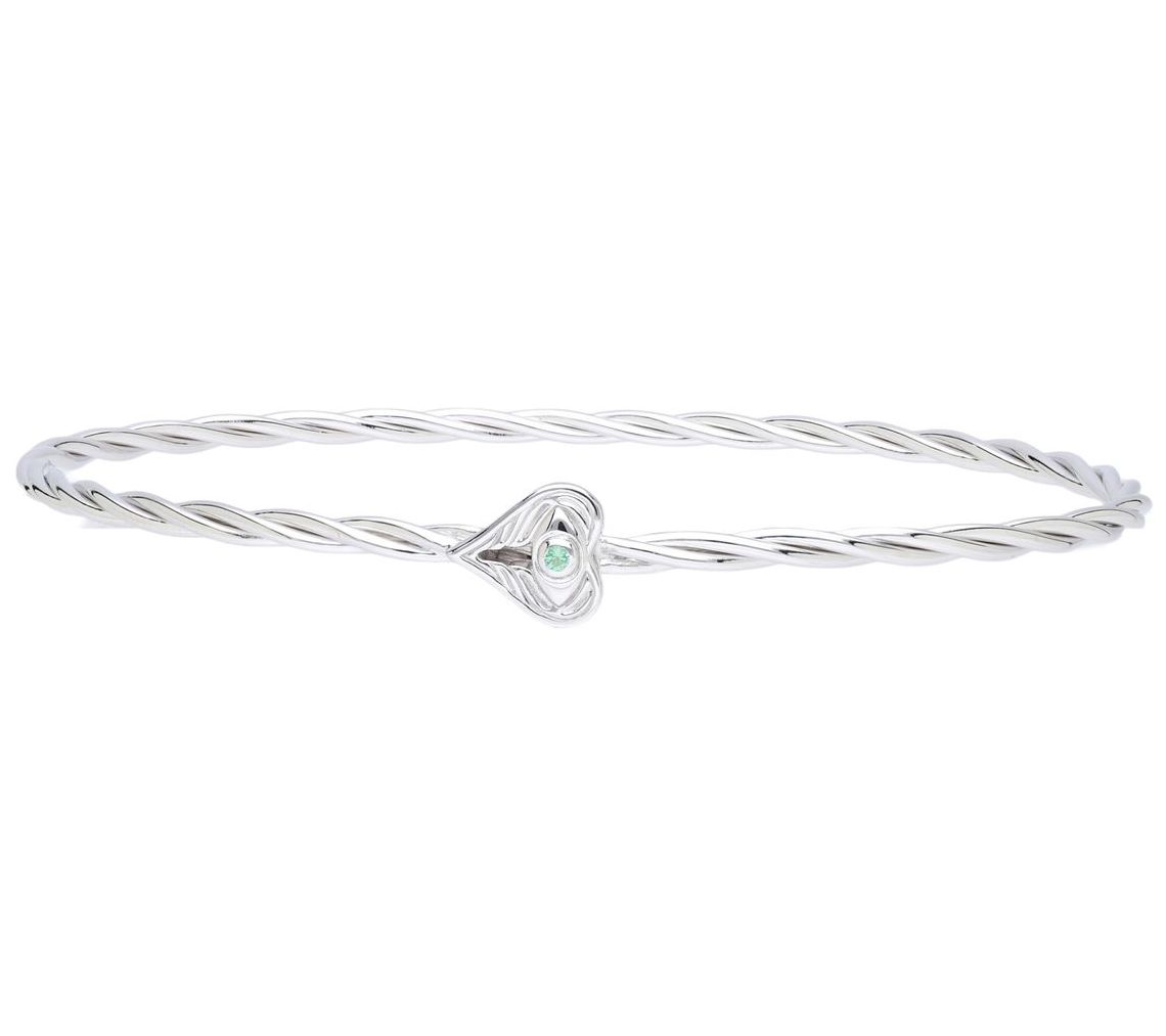 Goddaughters Sterling Angel Eyes Emerald Twisted Bangle