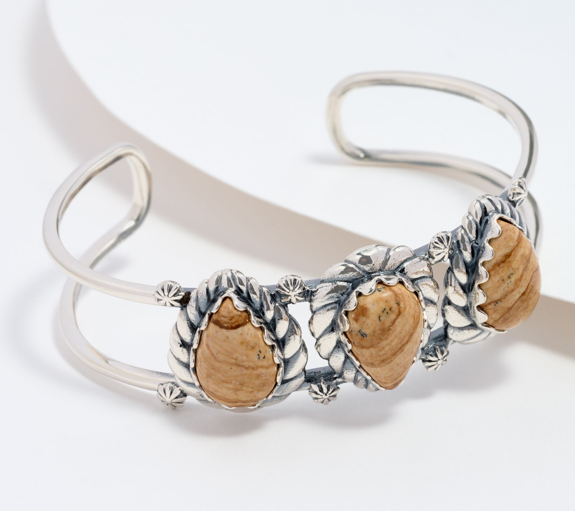 American West Pear Gemstone Rope Cuff, Sterling Silver