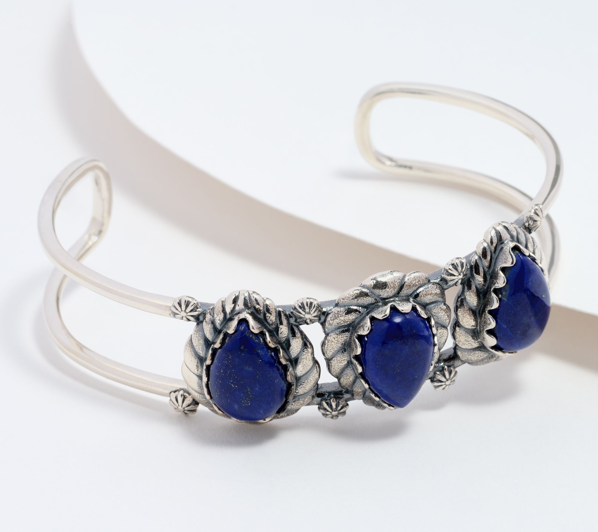 American West Pear Gemstone Rope Cuff, Sterling Silver