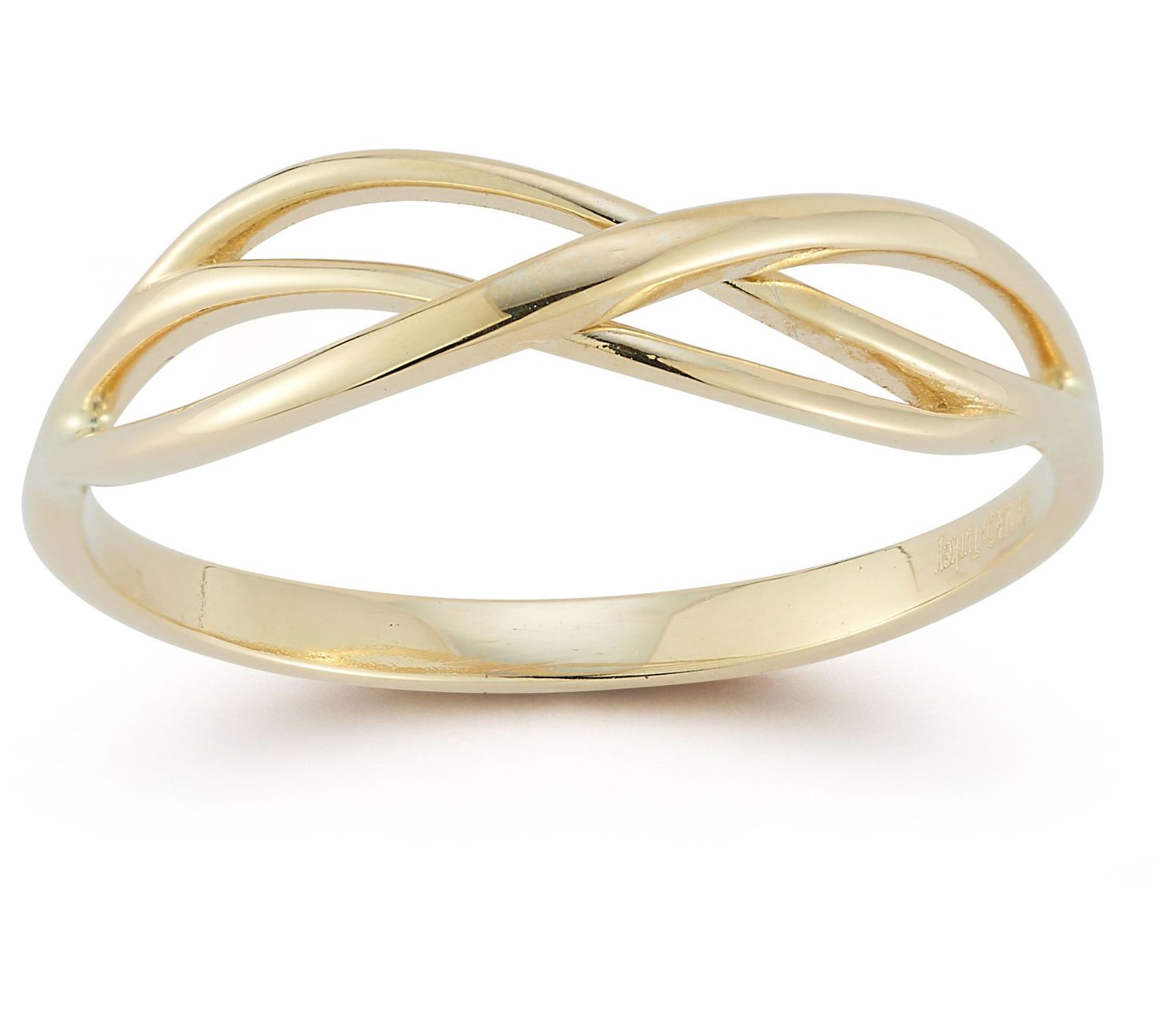 Luminosa Gold Thin Criss Cross Wave Ring, 14K