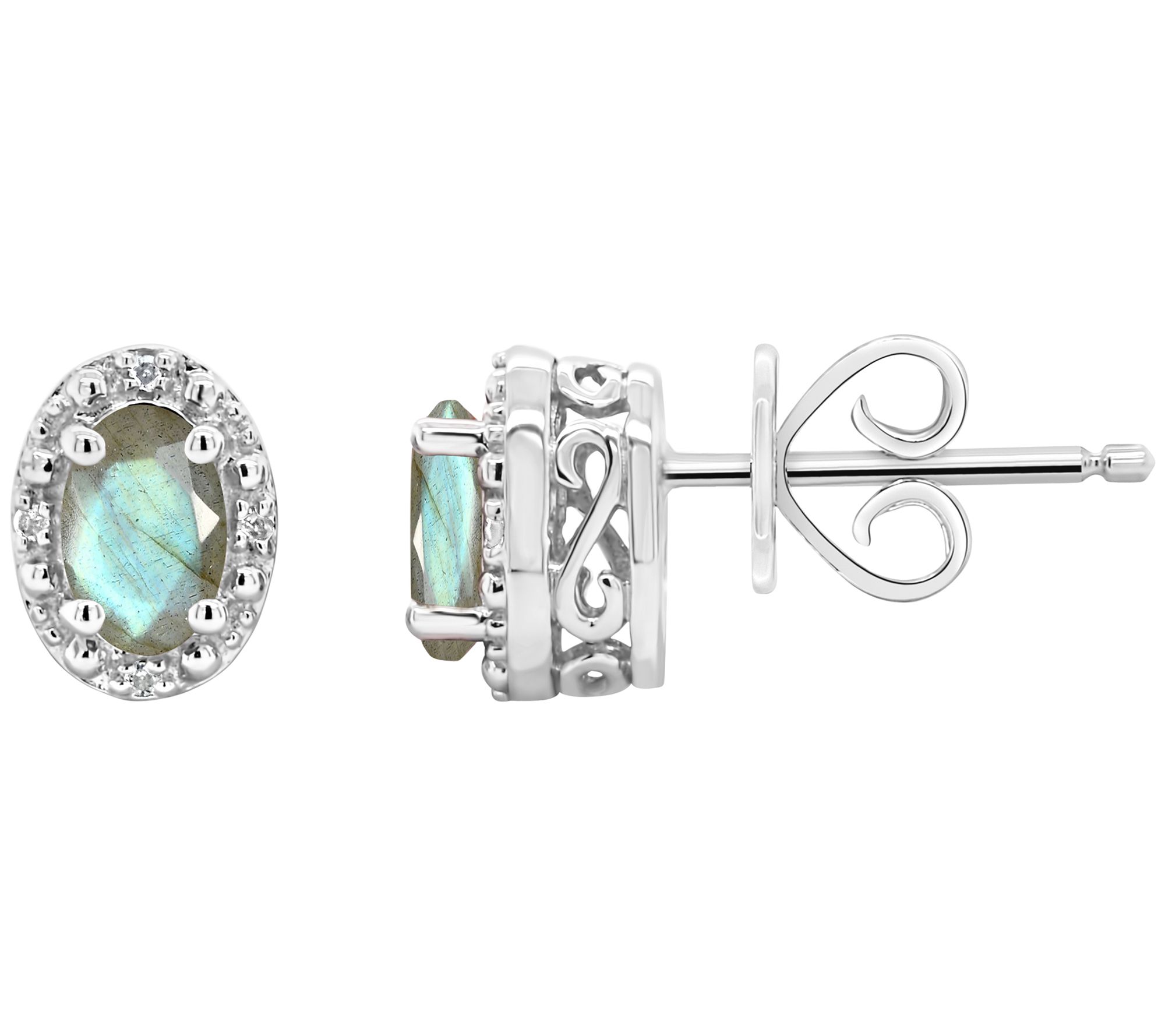 Affinity Gems Oval Labradorite & Diamond Earrings, Sterling