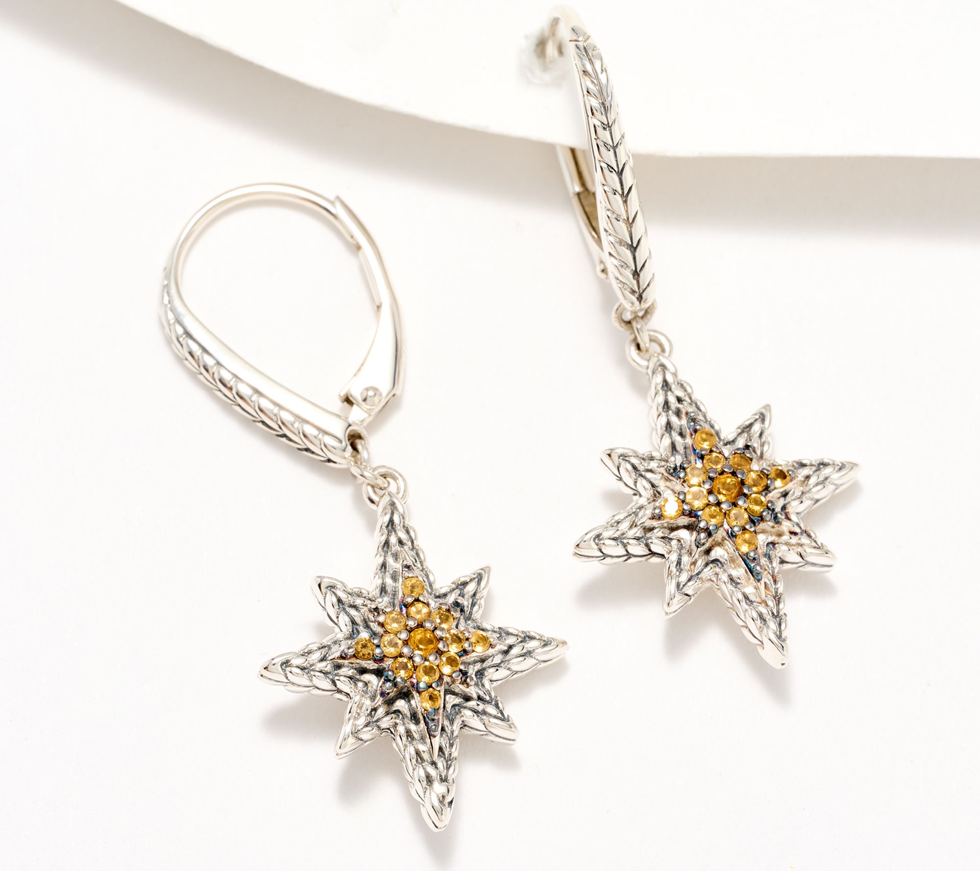 JAI Sterling Silver Pave Gemstone Symbols of Love Earrings