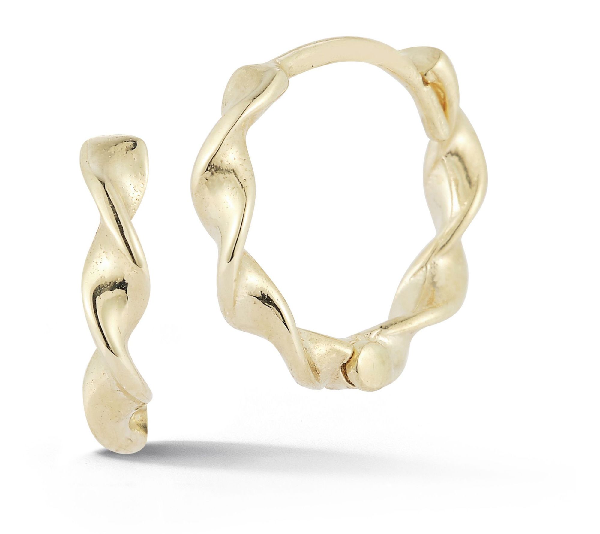 Luminosa Gold Wavy Twist Huggie Hoop Earrings, 14K
