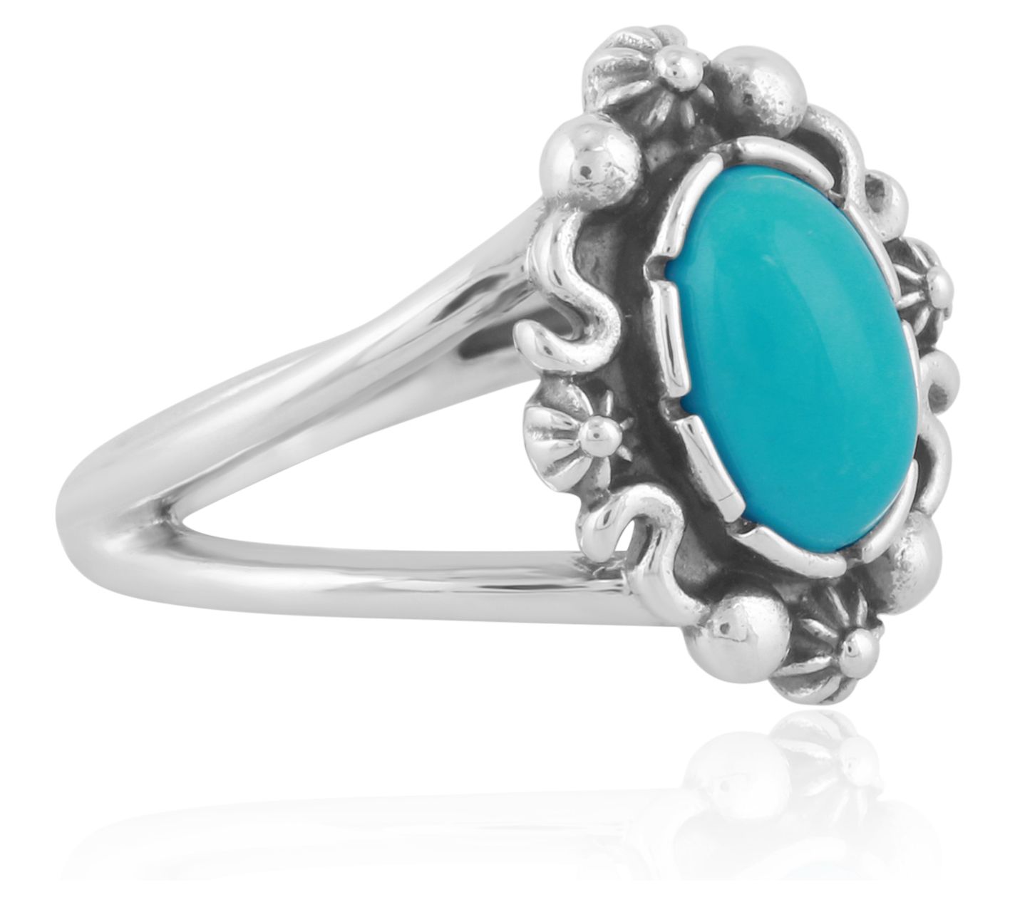 American West Sterling Silver Gemstone Oval Cab ochon Ring - QVC.com