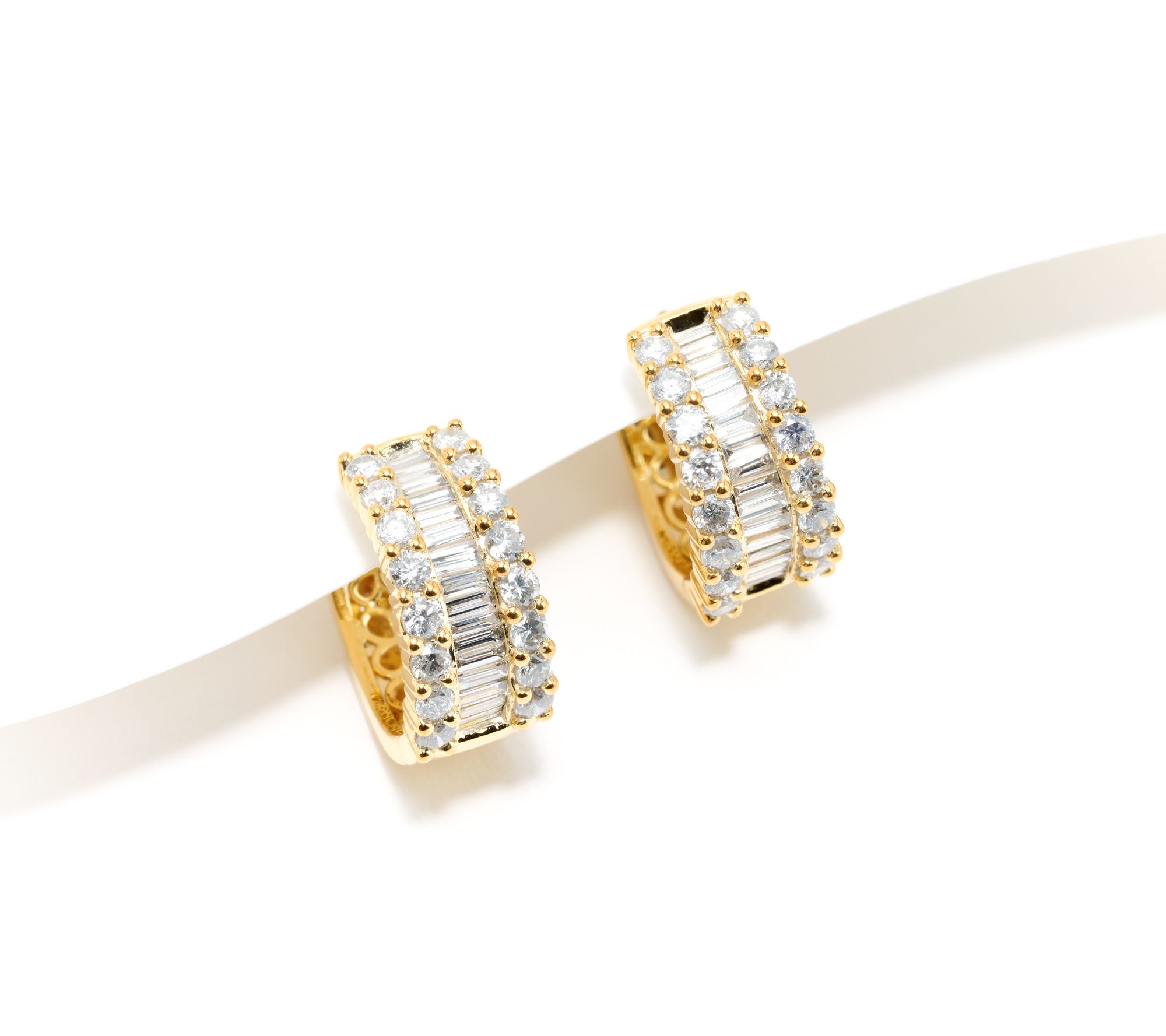 Affinity Diamonds 0.7" Round & Baguette Hoops, 2.00 cttw, 14K