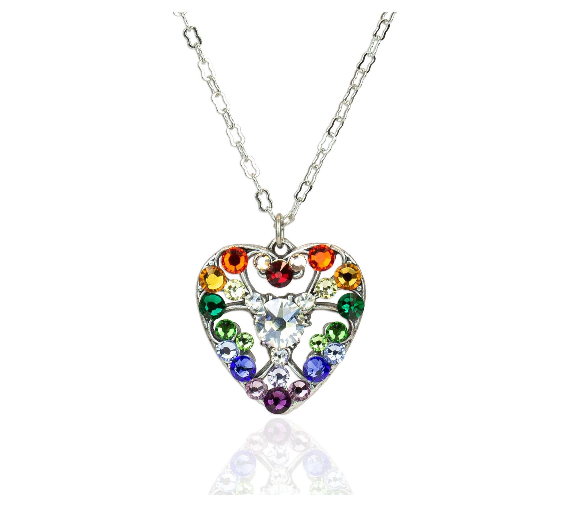 Rainbow crystal heart necklace discount