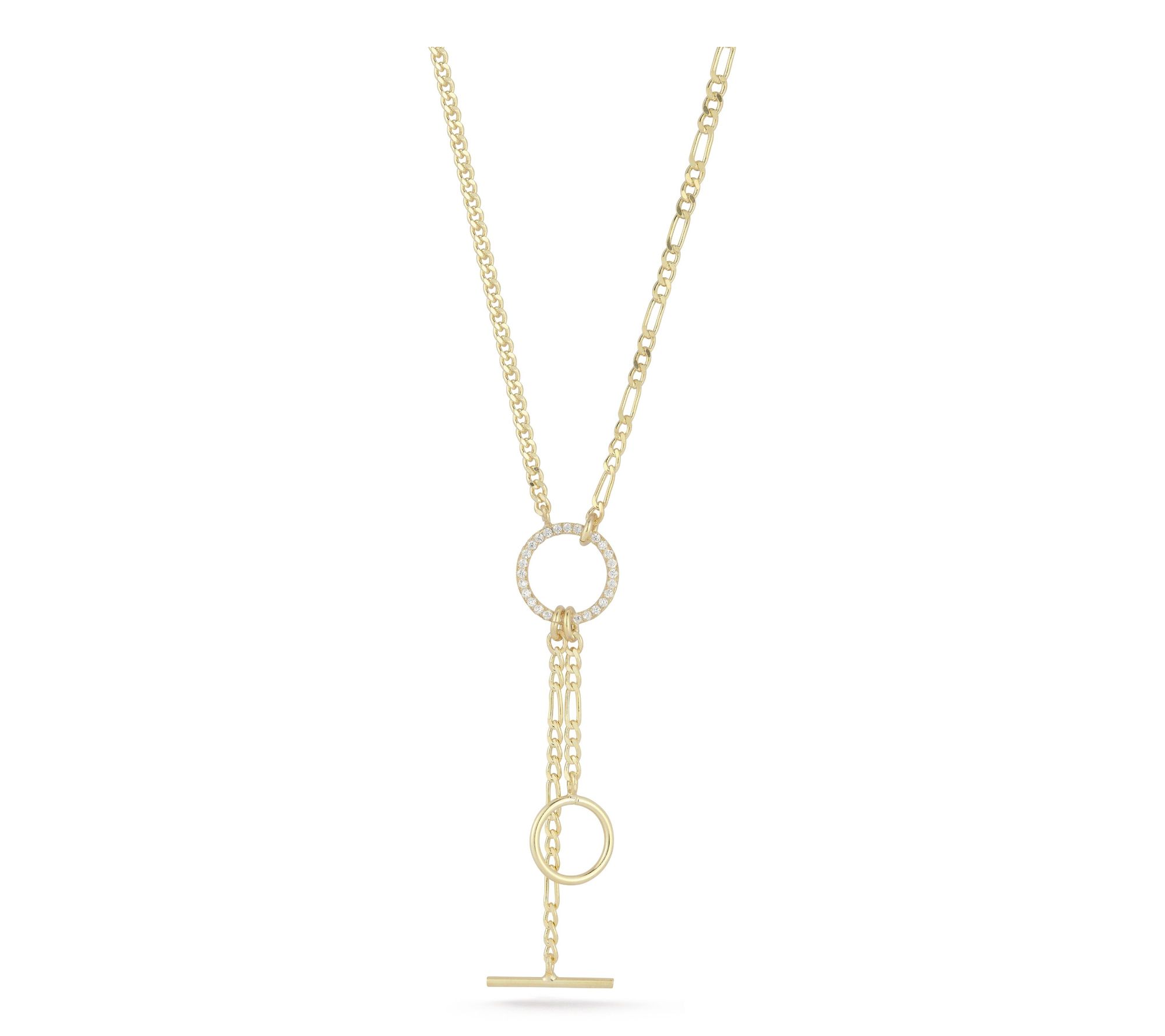 Sterlina Silver Mixed Chain Lariat Necklace, Sterling