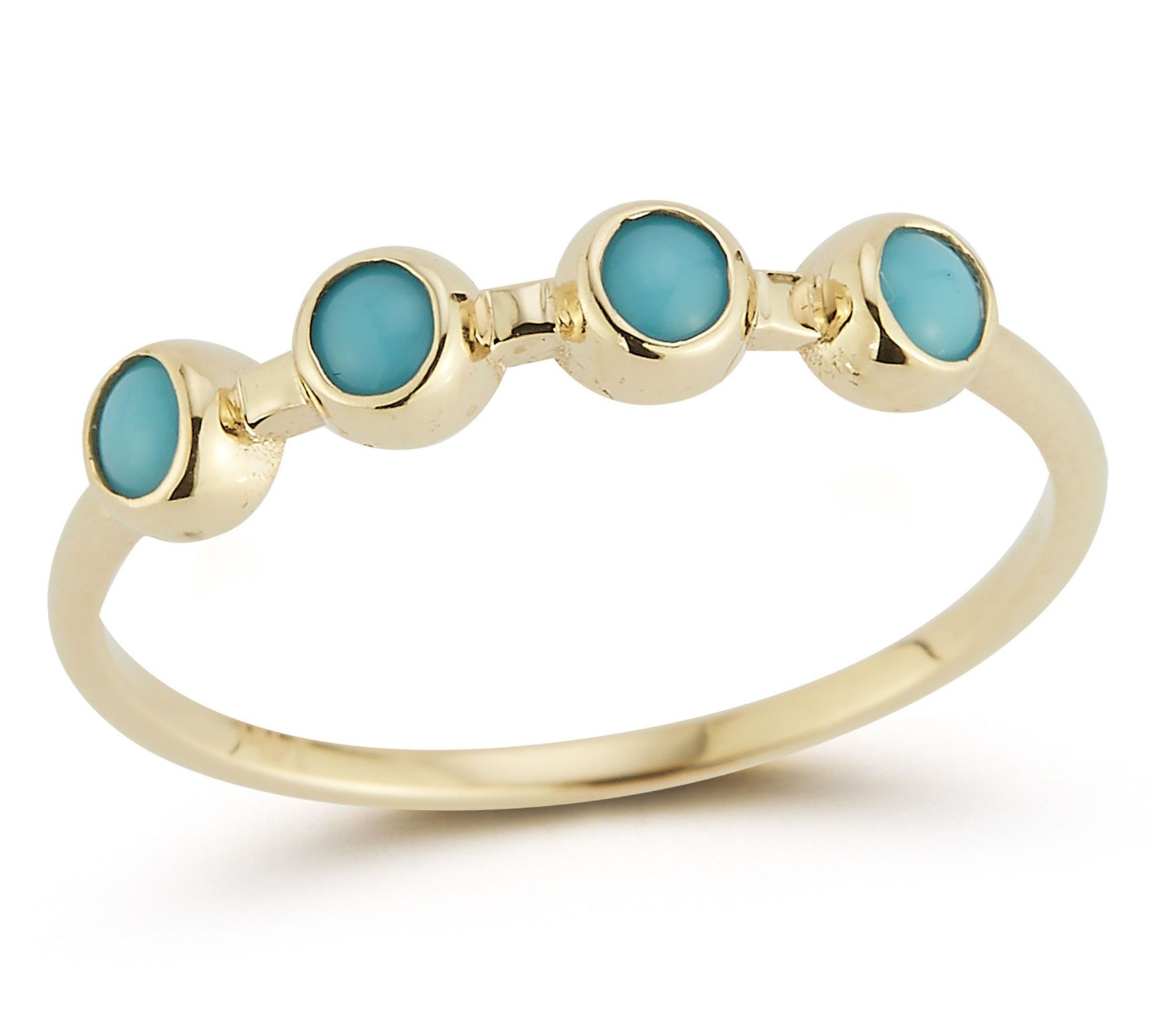 Luminosa Gold Simulated Turquoise Station Ring,14K