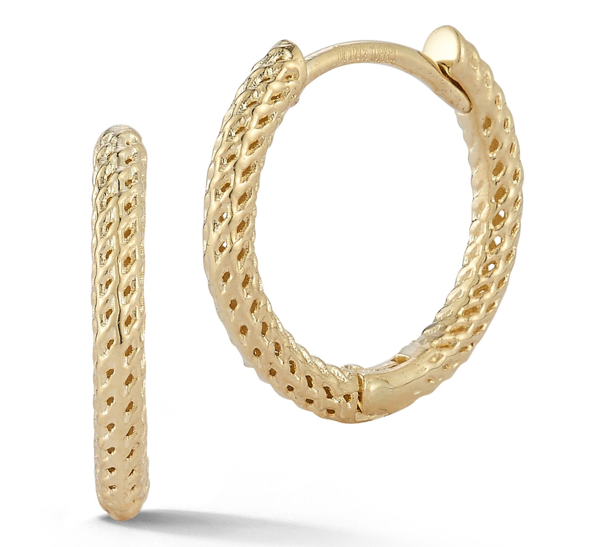 Luminosa Gold Thin Mesh Huggie Hoop Earrings, 14K