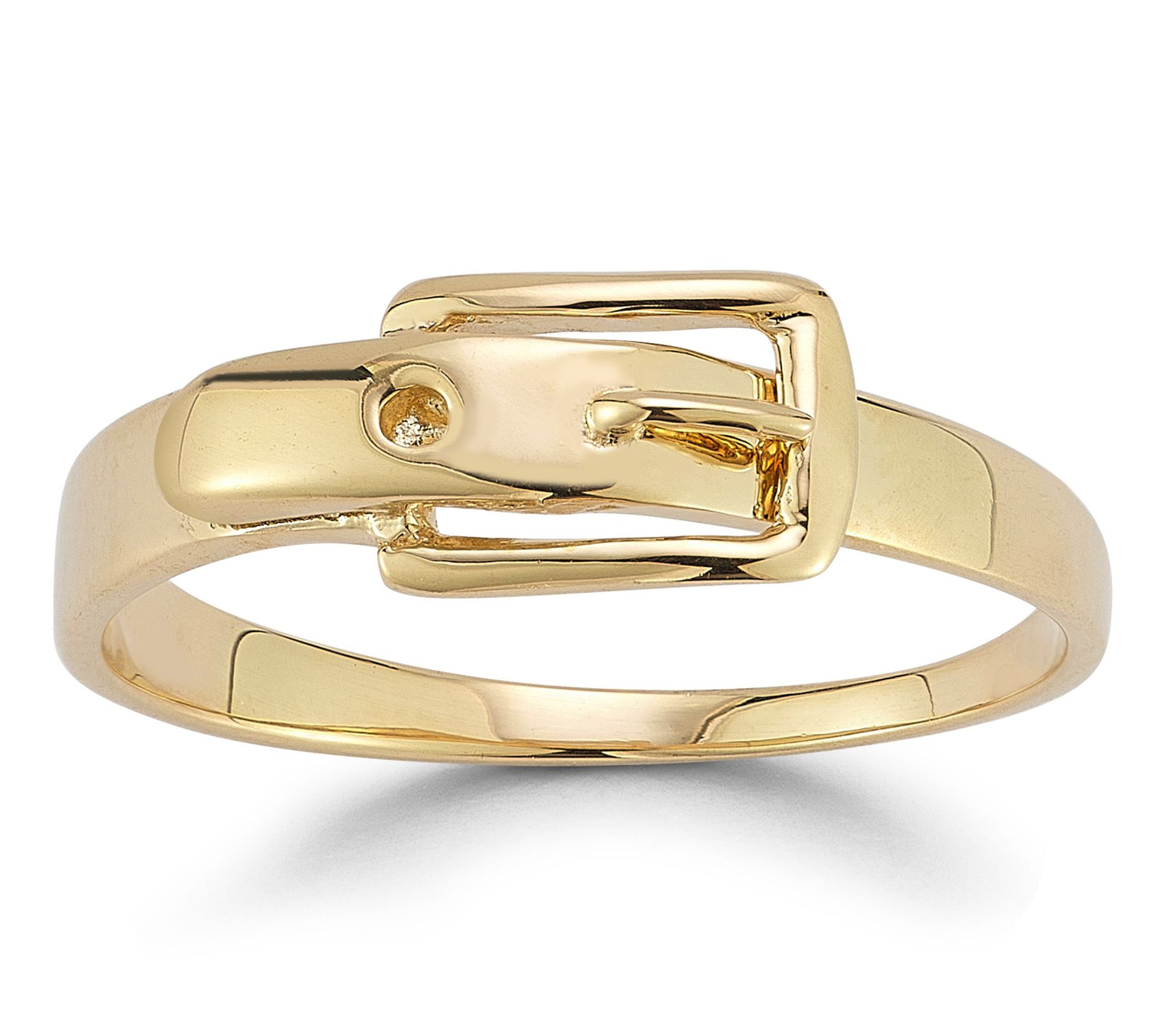 Italian Gold Belt Buckle Band Ring, 14K