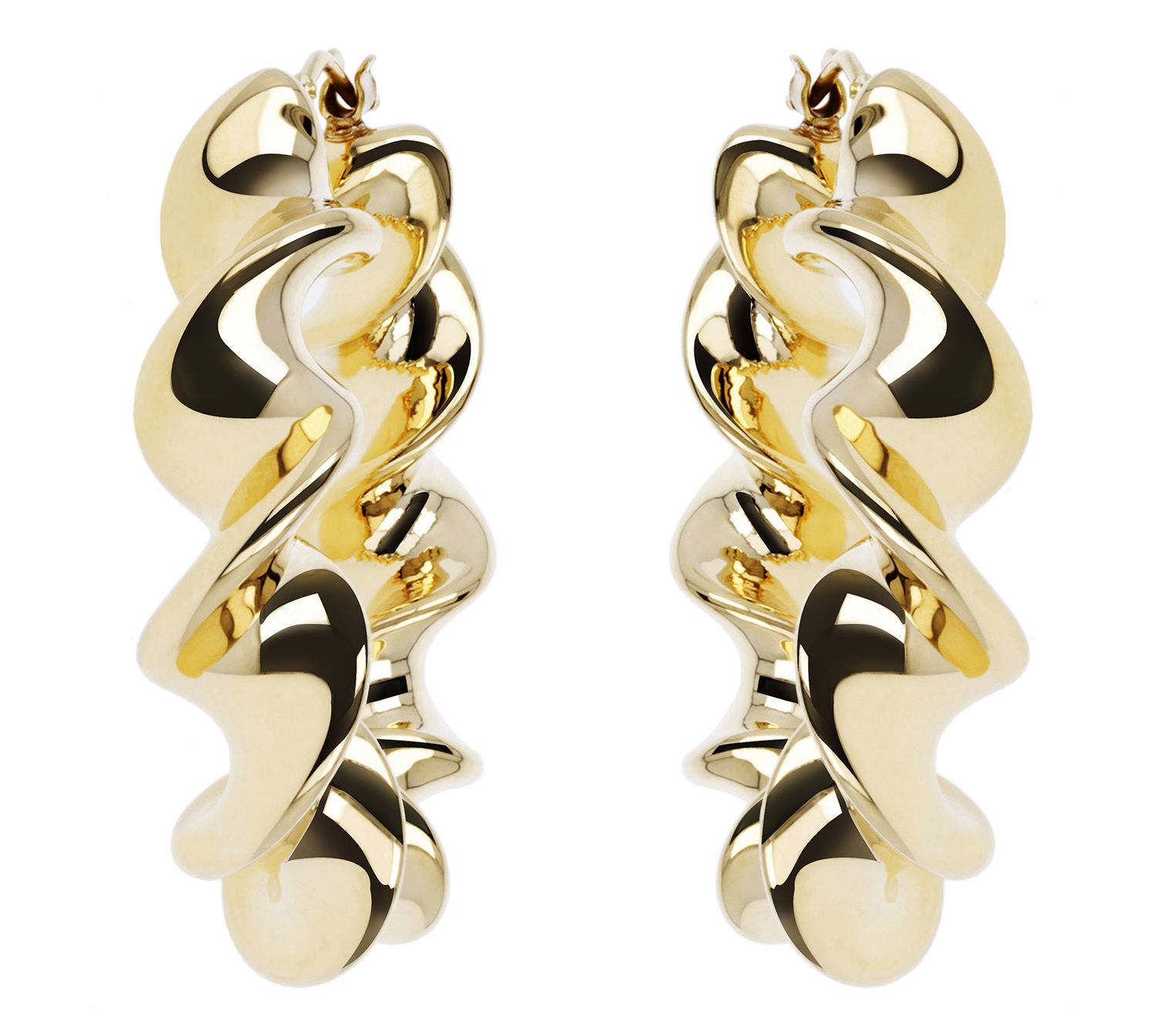 BellaOro Polished Twisted Hoop Earrings, 14K Gold Over Resin