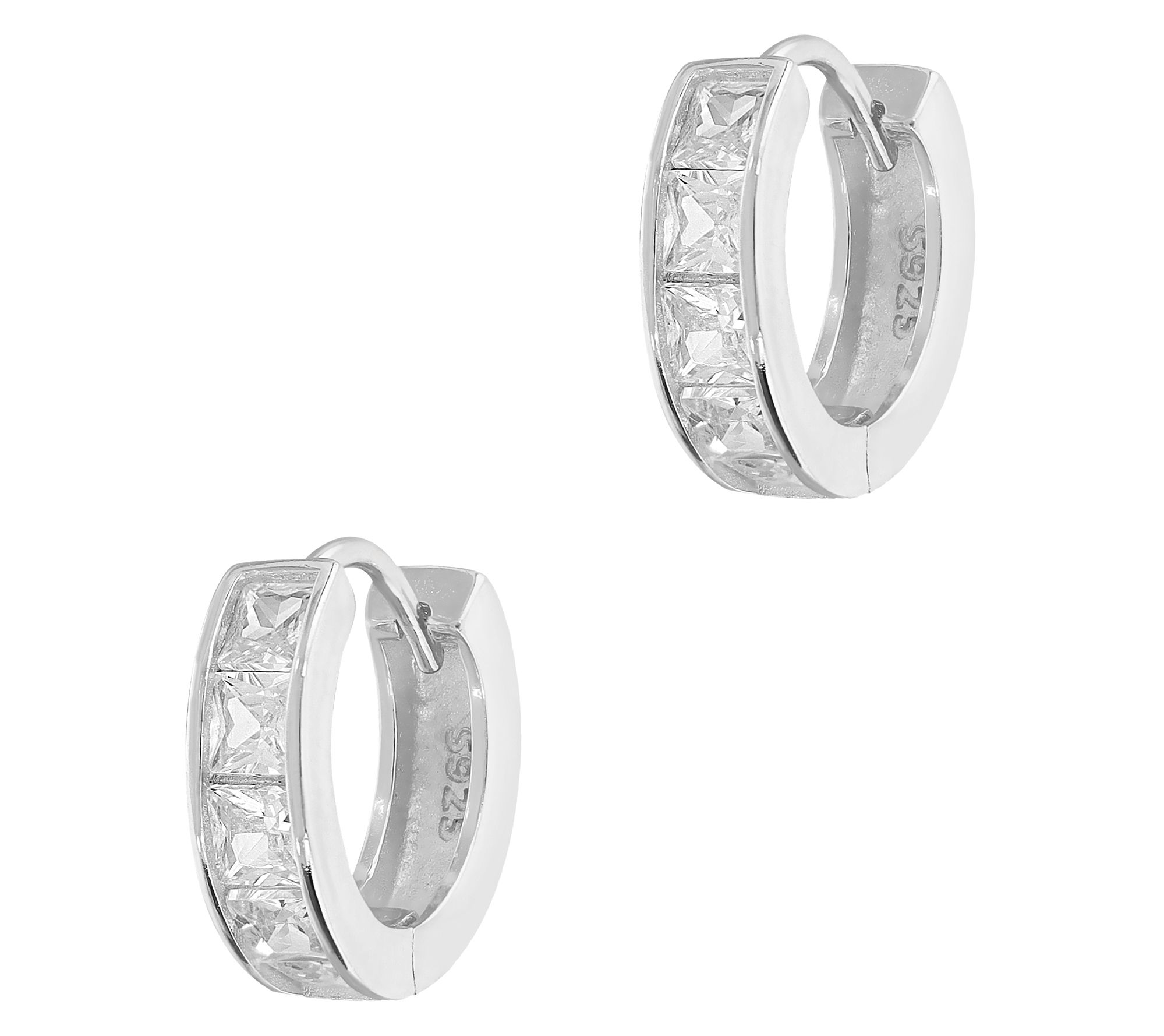 Diamonique 1.00 cttw Huggie Hoop Earrings, Sterling