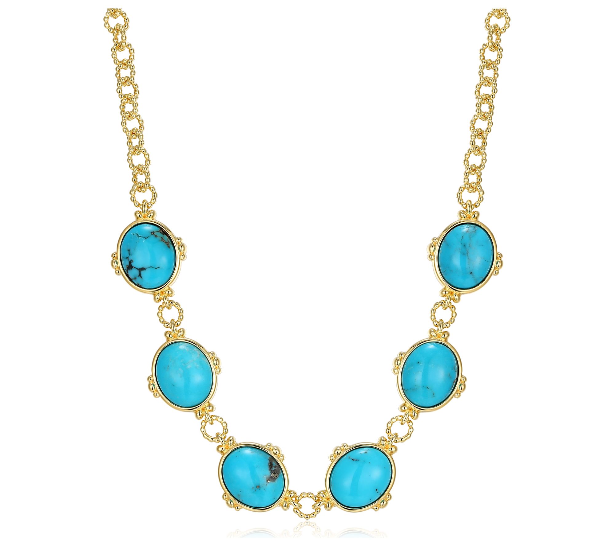 Affinity Gems Turquoise Link Necklace, 18K GoldPlated