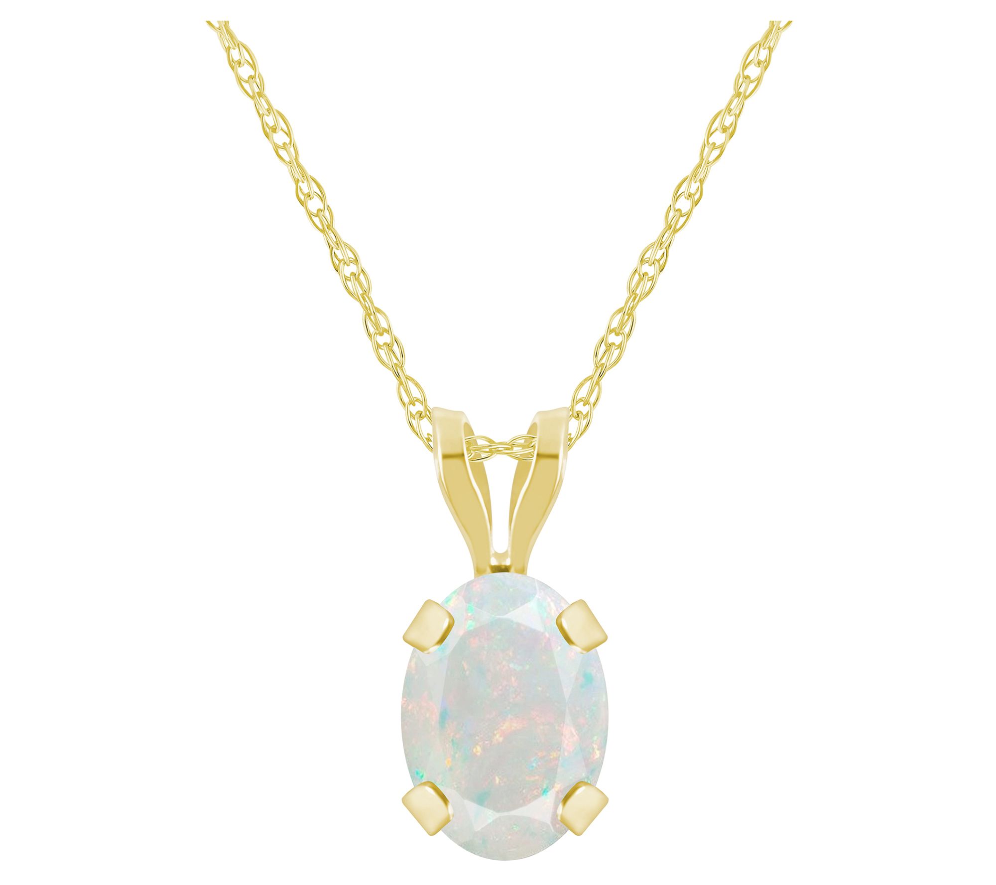 Affinity Gems Oval Created Gemstone Pendant w/Chain, 10K Gold
