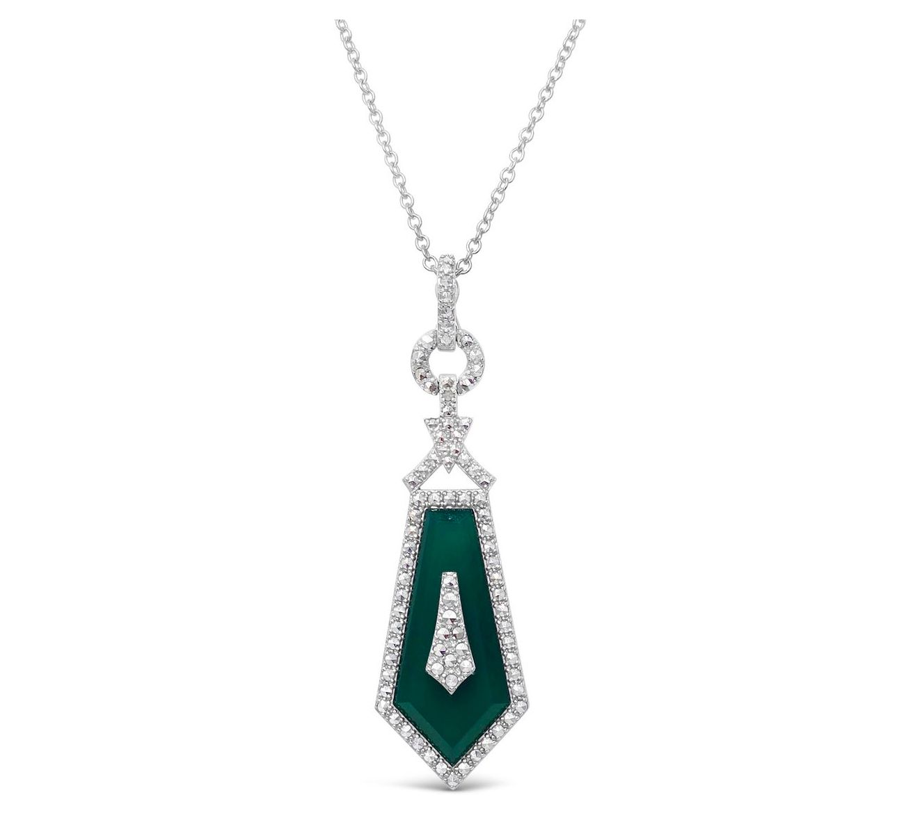 Dallas Prince Sterling Chrome Marcasite & Chalcedony Necklace