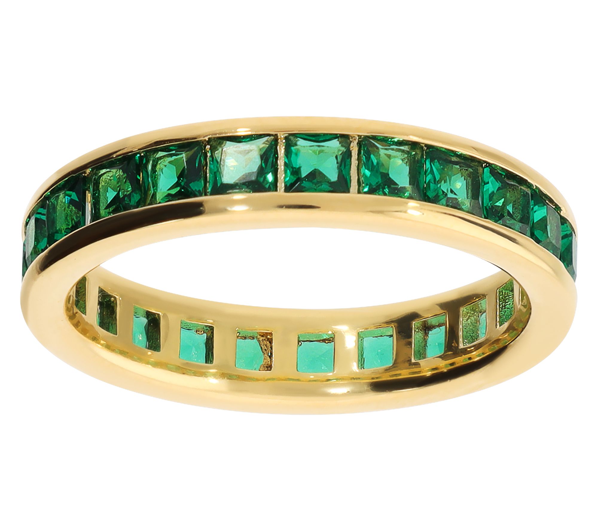 Diamonique x Bronzo Italia Eternity Band Ring,18K Gold Plated