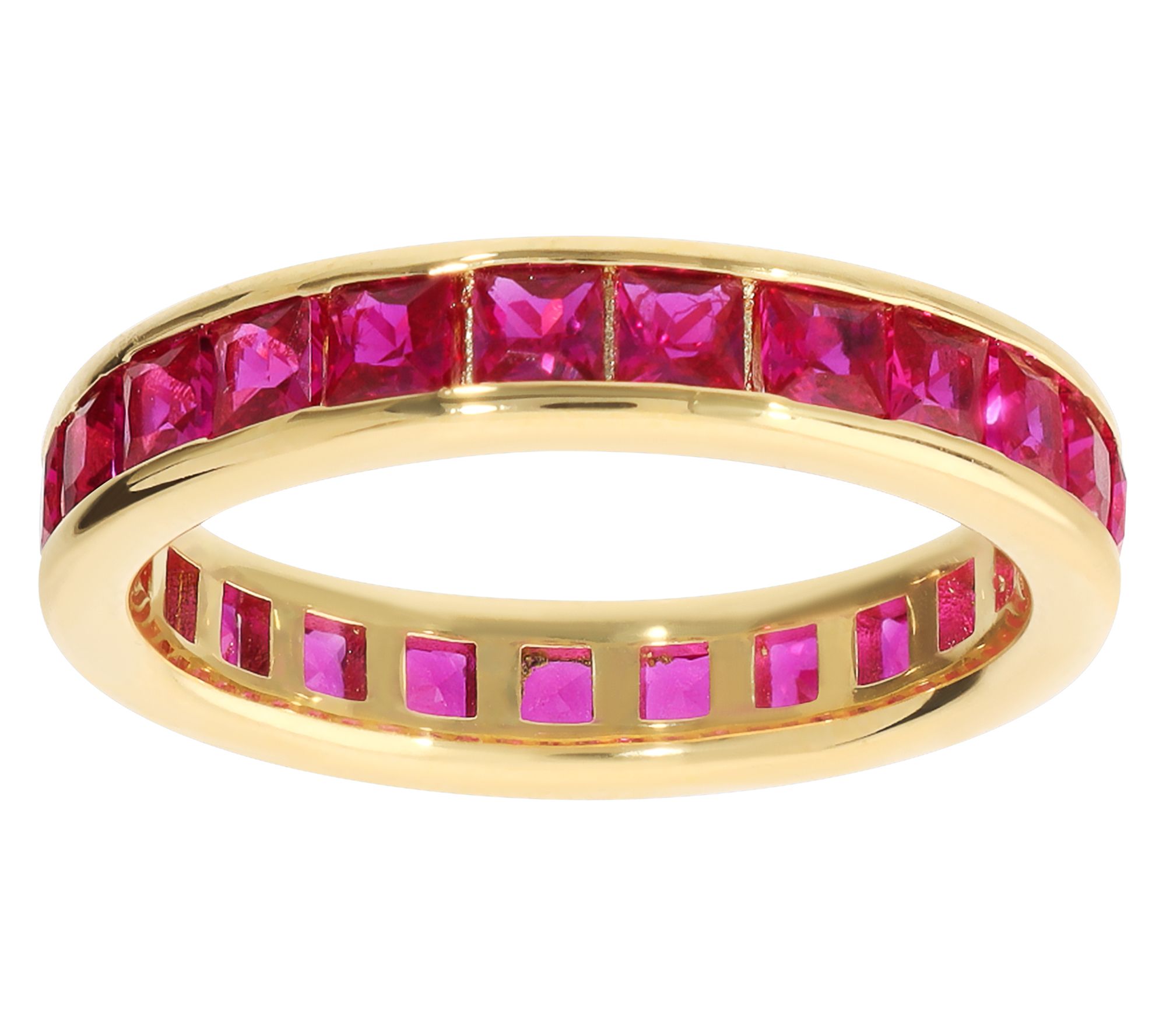 Diamonique x Bronzo Italia Eternity Band Ring,18K Gold Plated