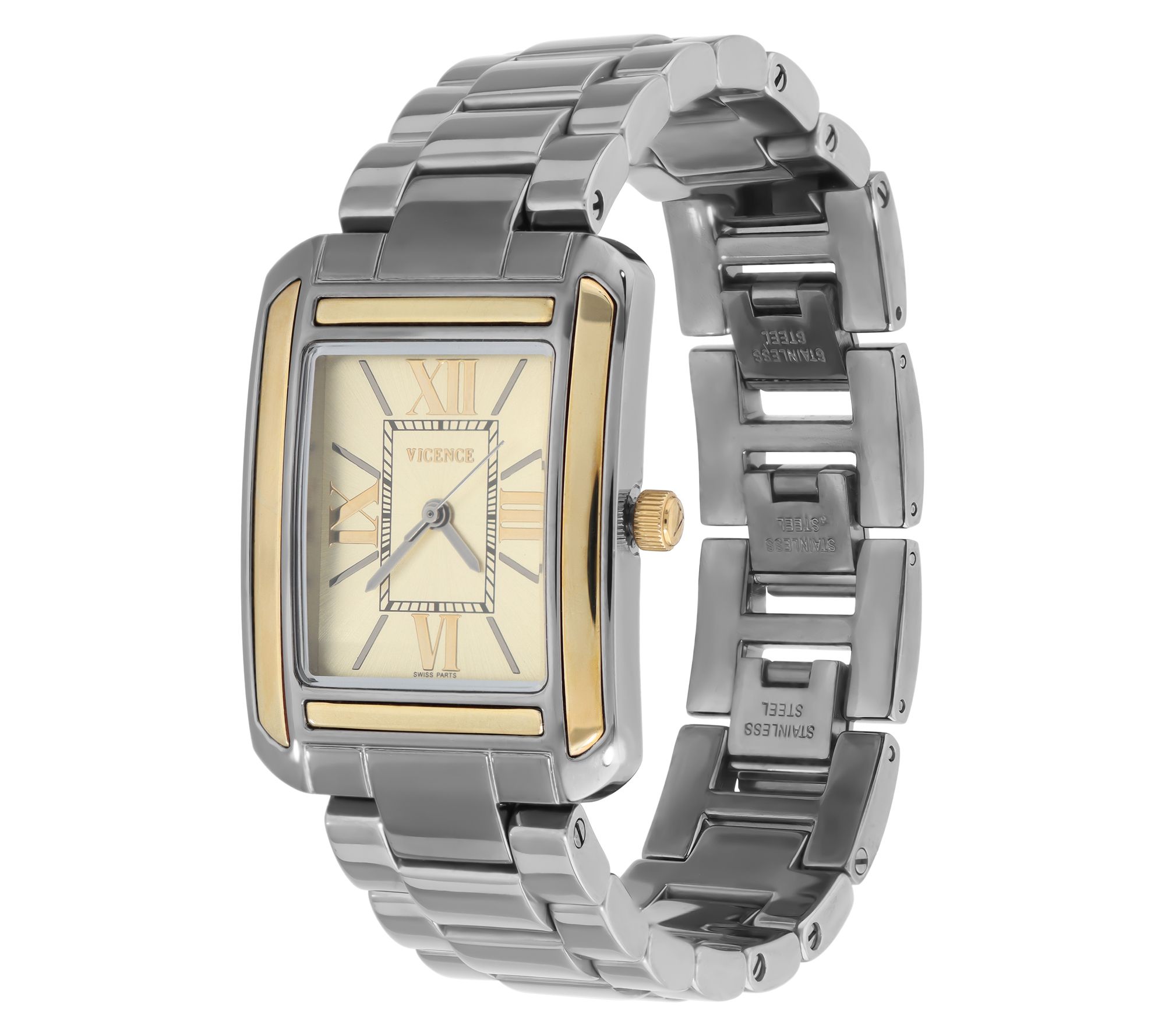 Italian Gold 14K Gold Rectangular Dial Watch