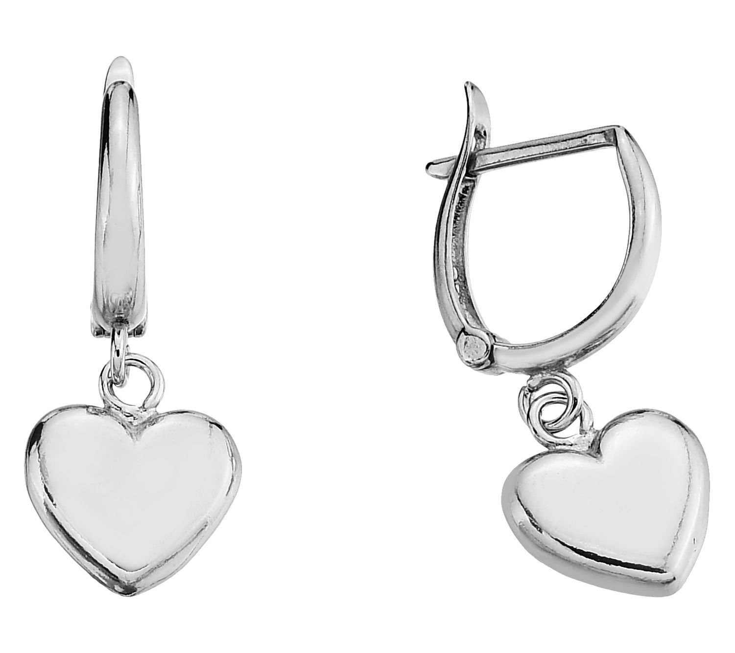 Silver Style Heart Hoop Drop Earrings, Sterling