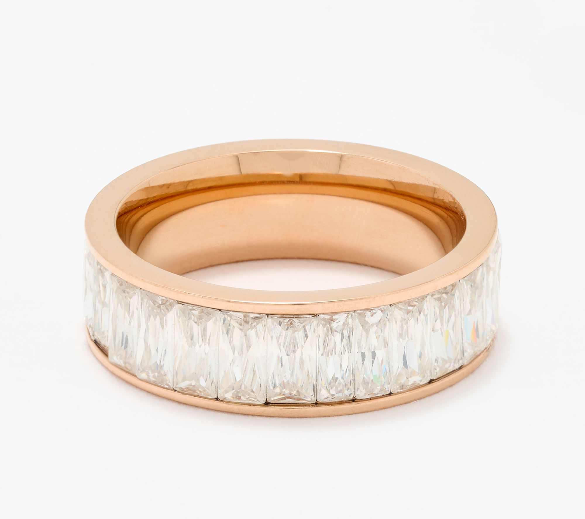  Steel by Diamonique Baguette-Cut Eternity Band Ring