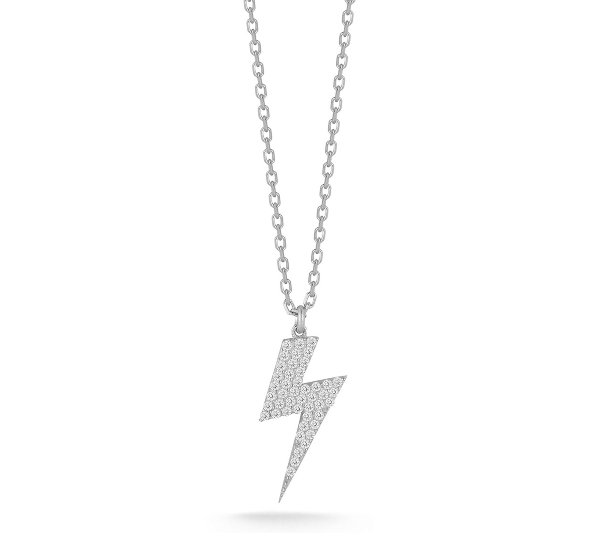 Sterlina Silver Pave Lighting Bolt Pendant w/ Chain, Sterling