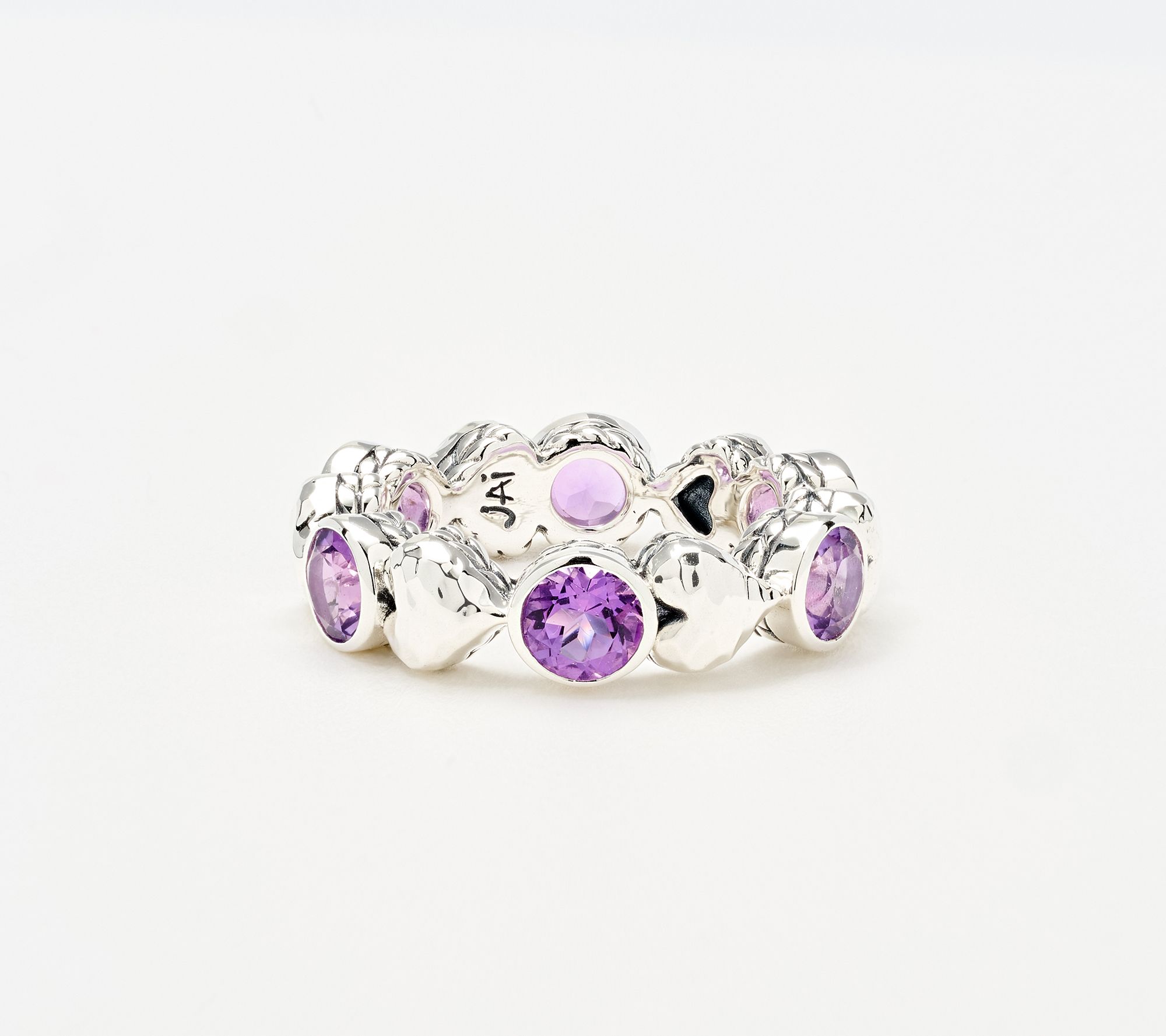 JAI Sterling Silver Gemstone Symbols of Love Heart Band Ring