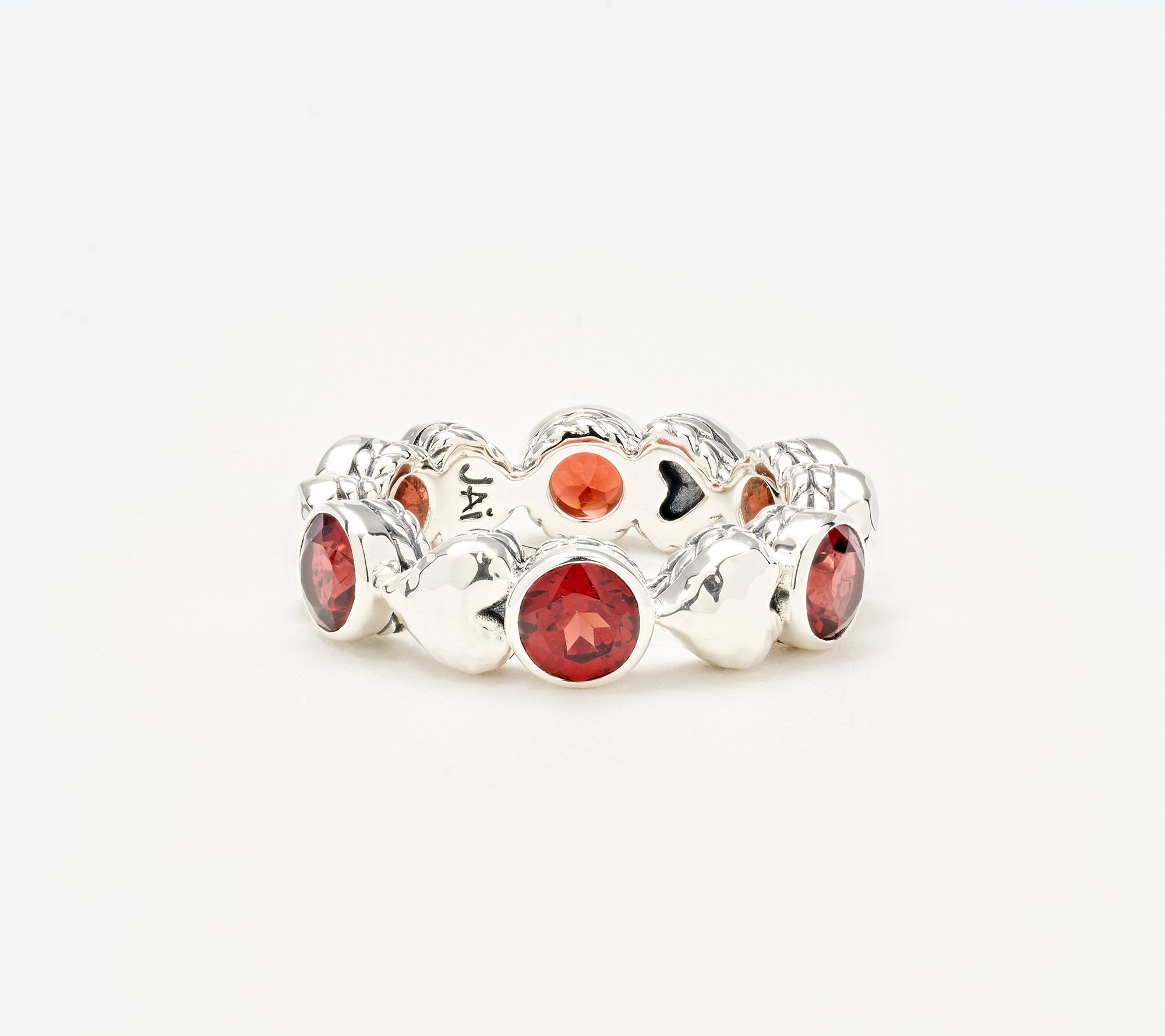 JAI Sterling Silver Gemstone Symbols of Love Heart Band Ring