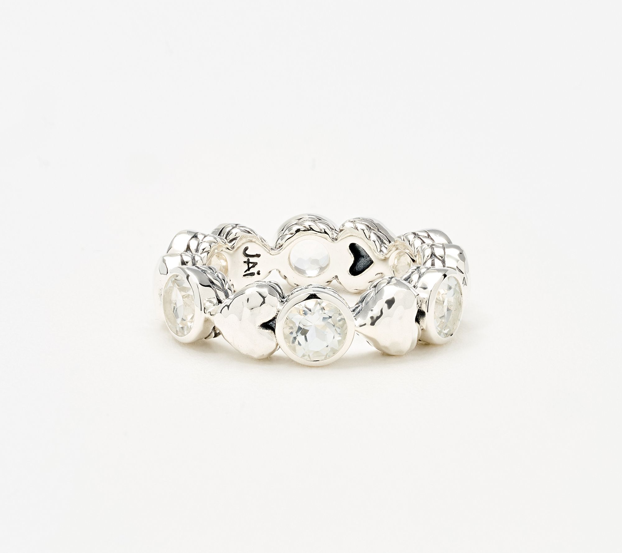 JAI Sterling Silver Gemstone Symbols of Love Heart Band Ring