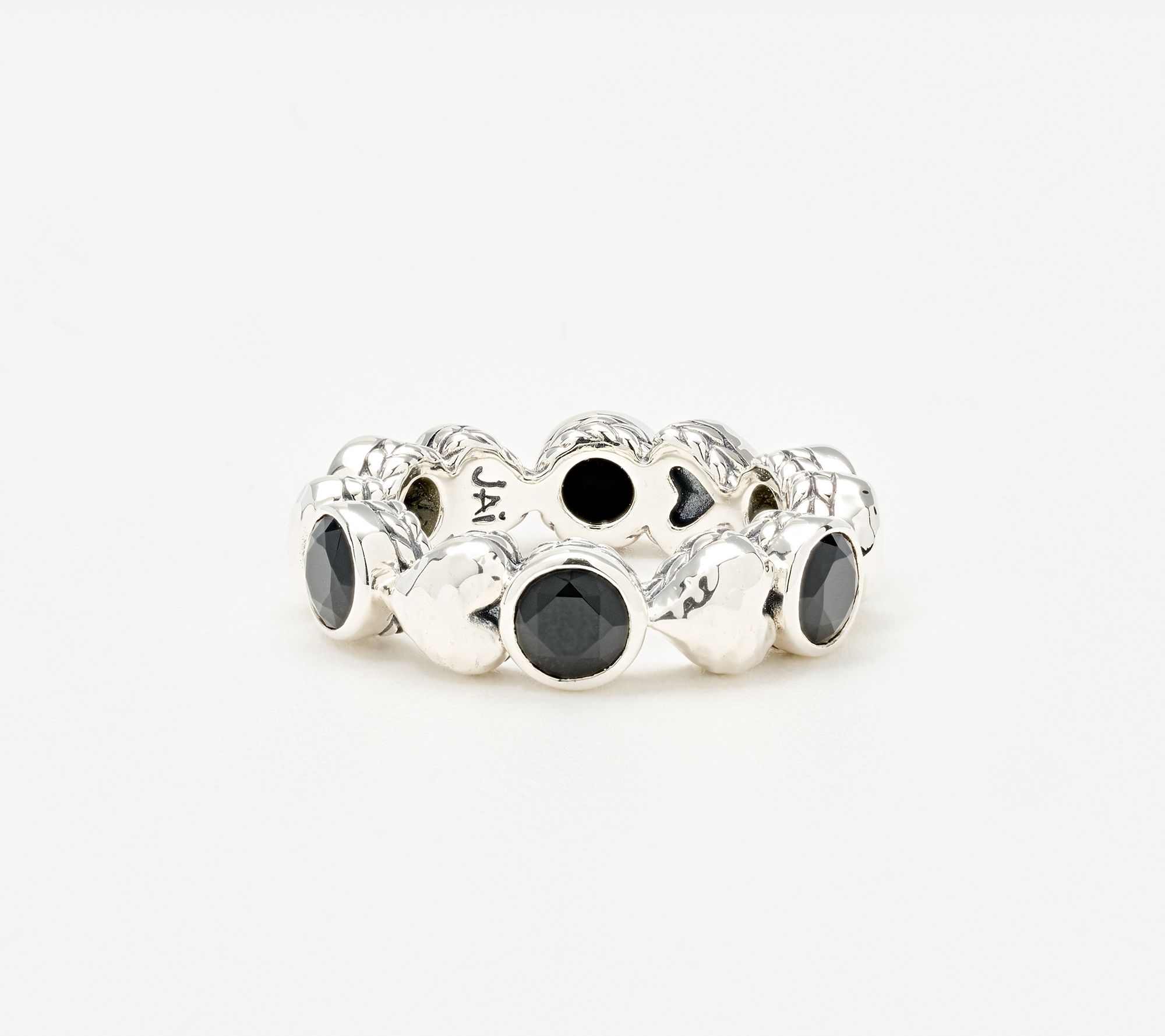 JAI Sterling Silver Gemstone Symbols of Love Heart Band Ring