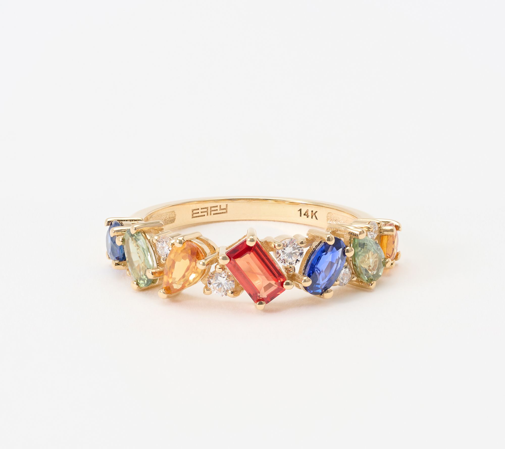 Effy 2.02cttw Multi Sapphire & Diamond Ring, 14K Yellow Gold