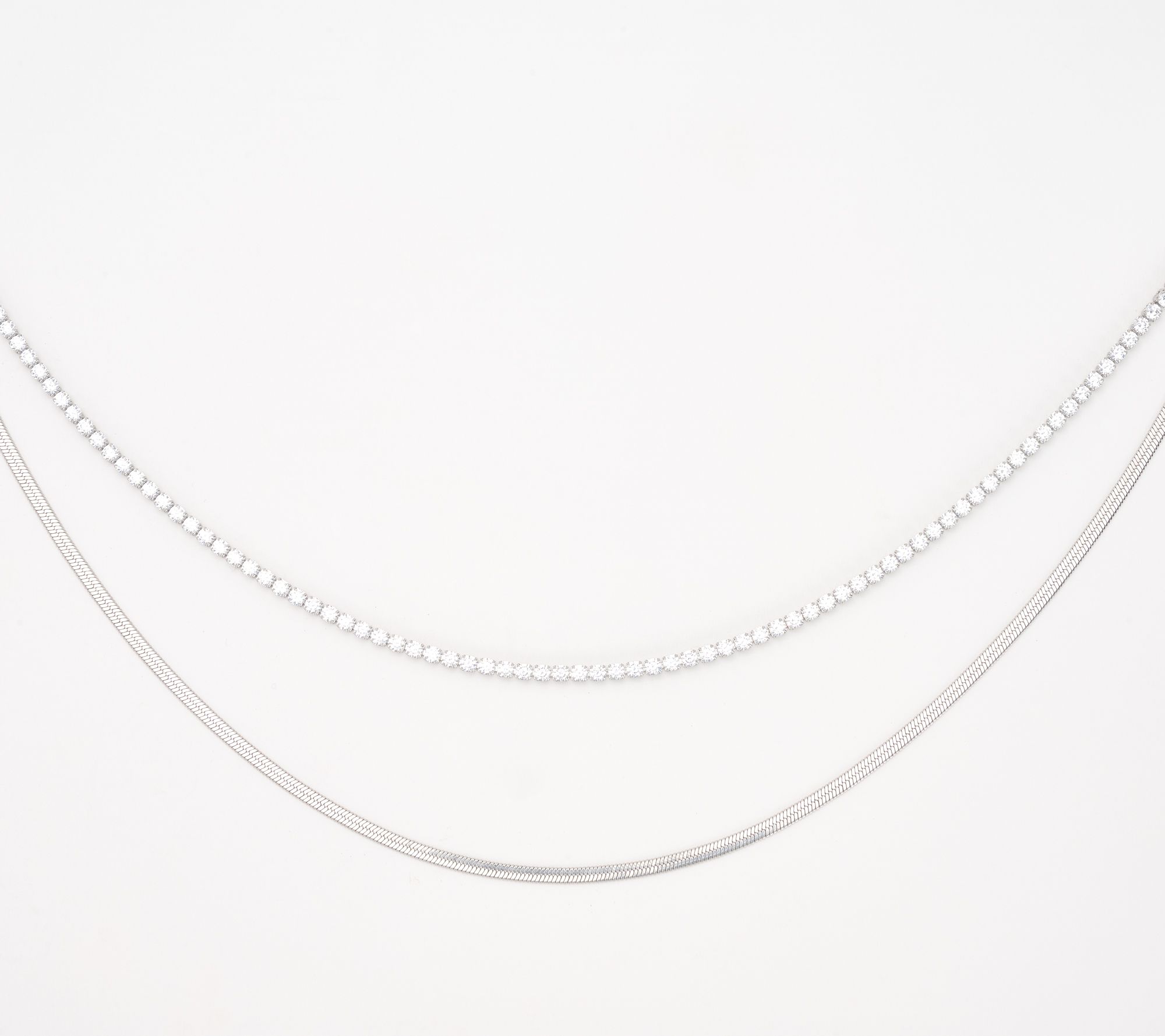 "As Is" Steel by Diamonique Layered Necklace