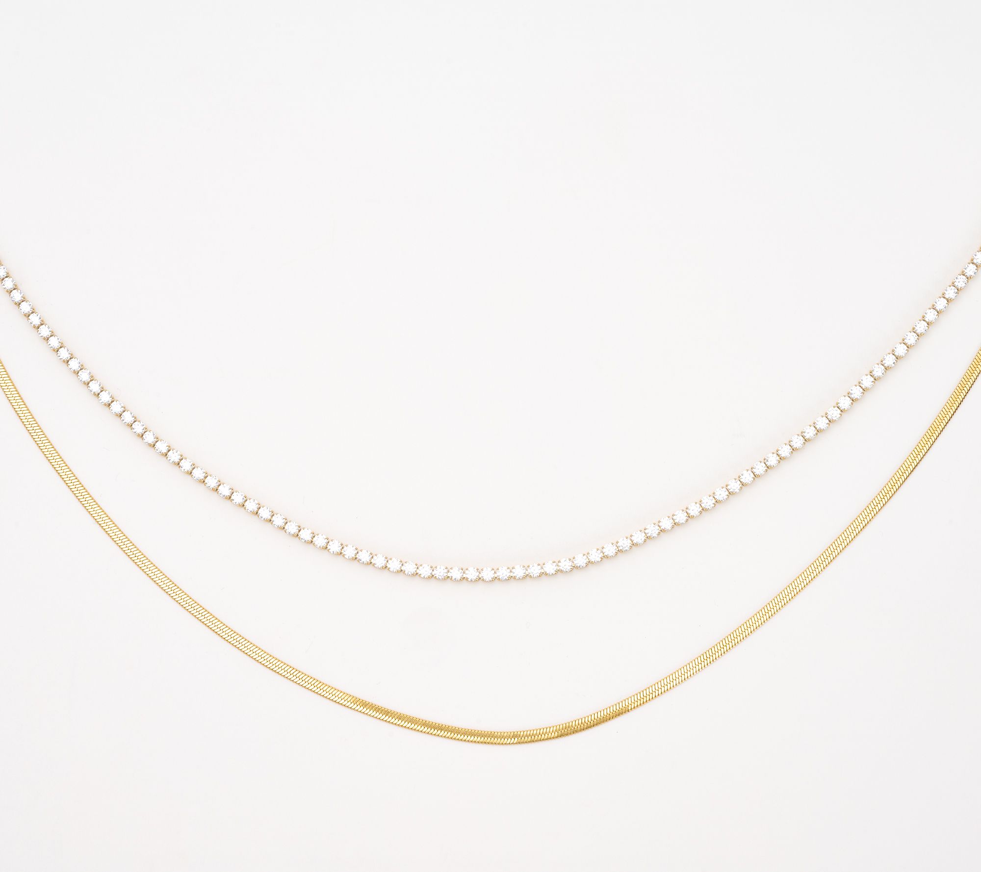 "As Is" Steel by Diamonique Layered Necklace