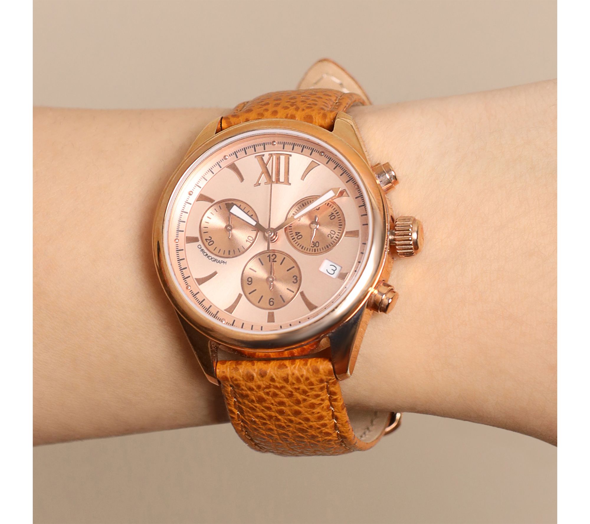 Bronzo Italia Multifunction Chronograph LeatherStrap Watch