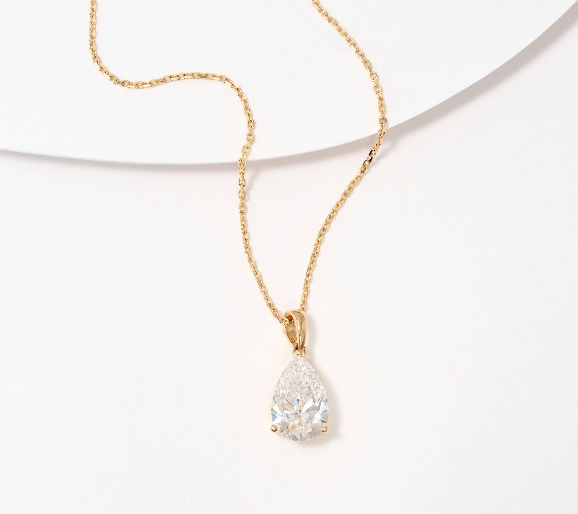 "As Is" Fire Light Lab Grown Diamond 2cttw Pear 18" Necklace, 14K