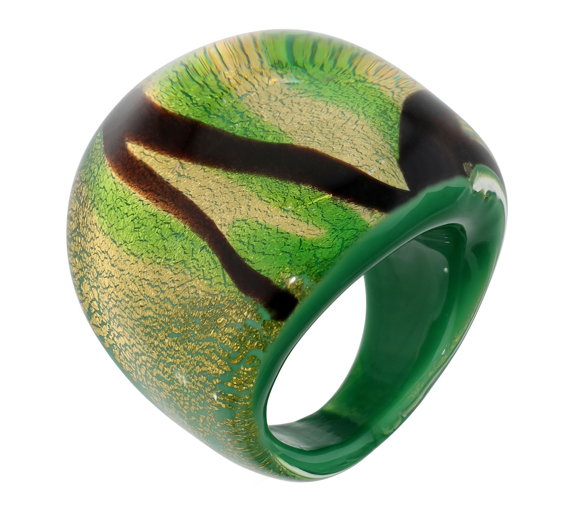 Murano Glass Colored Zig-Zag Design Ring