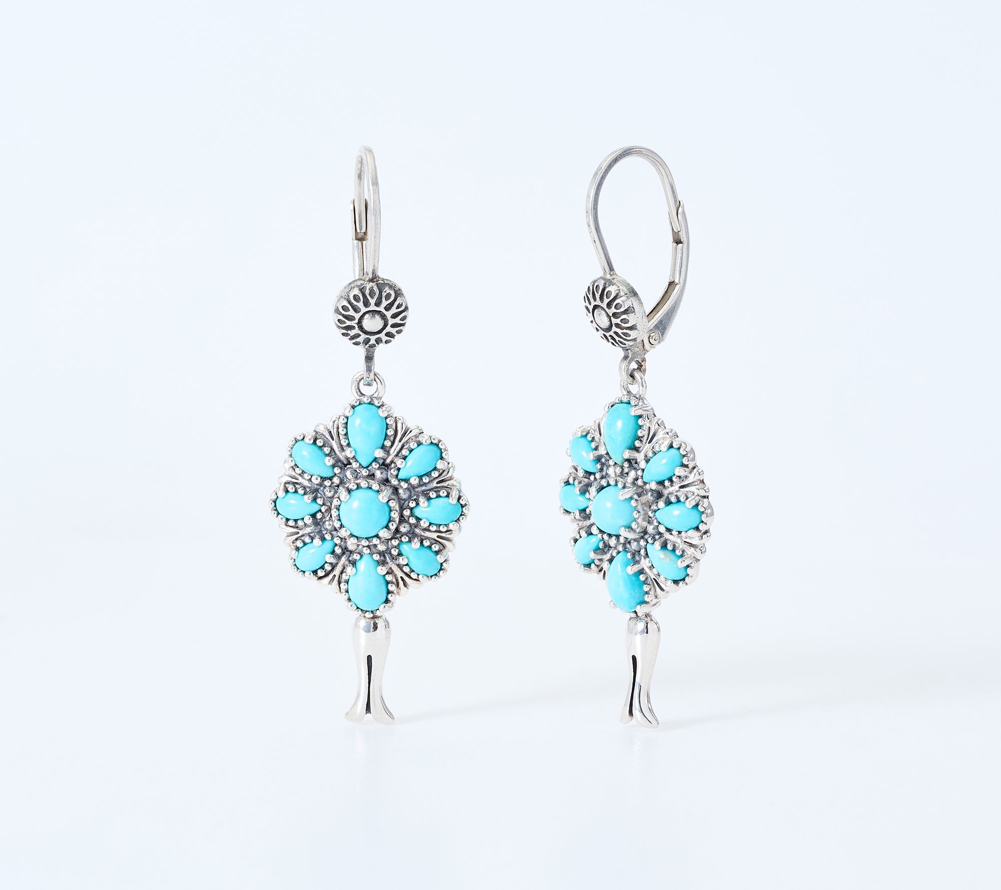 American West Sterling Silver Petit Point Turquoise Earrings