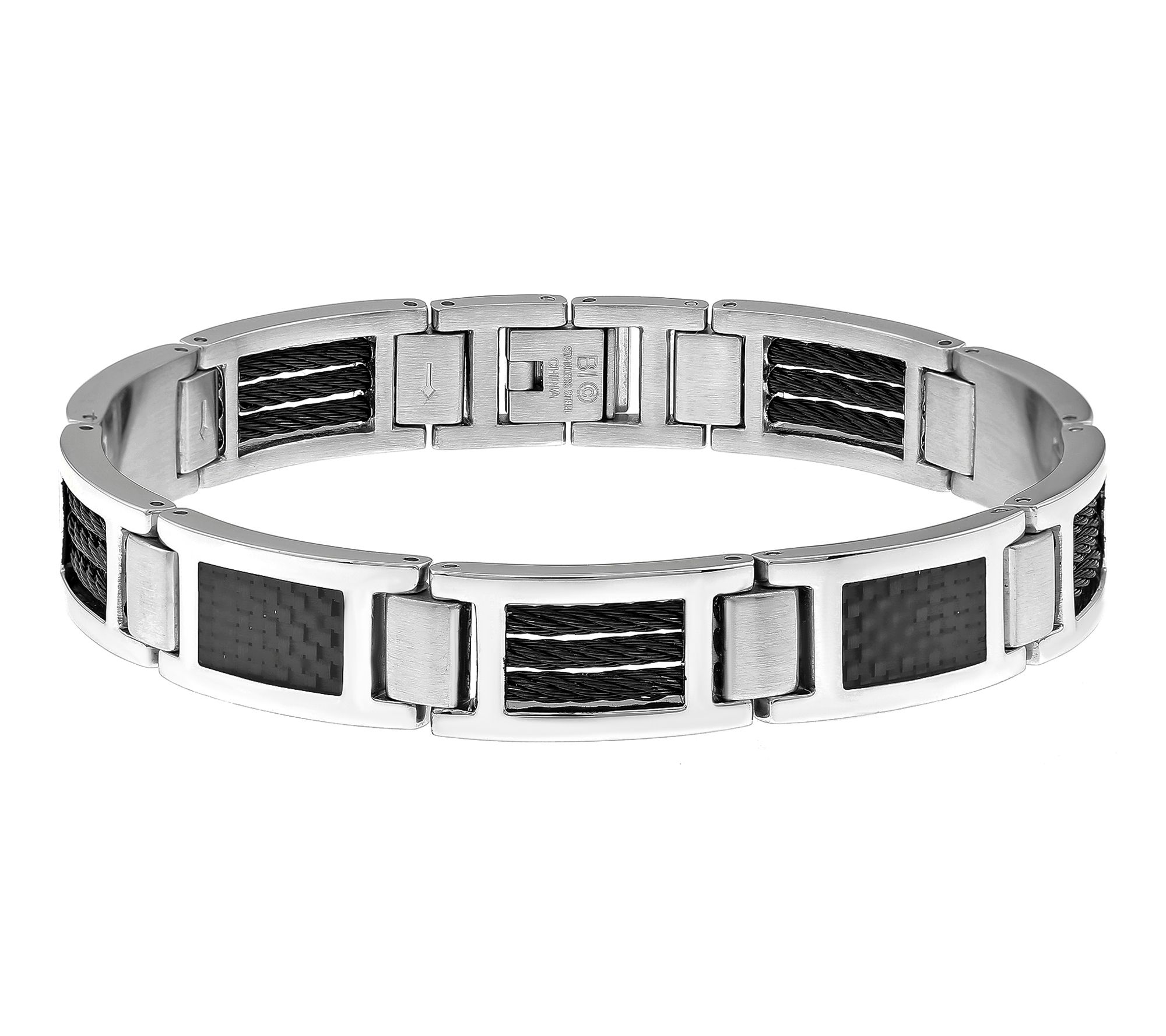 LYNX Men's Blacktone Stainless & Carbon Fiber Bracelet