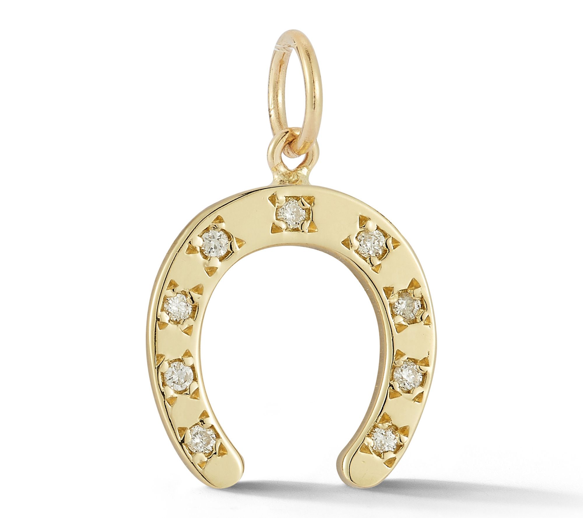 Luminosa Gold Diamond Accented Horseshoe Pendant, 14K